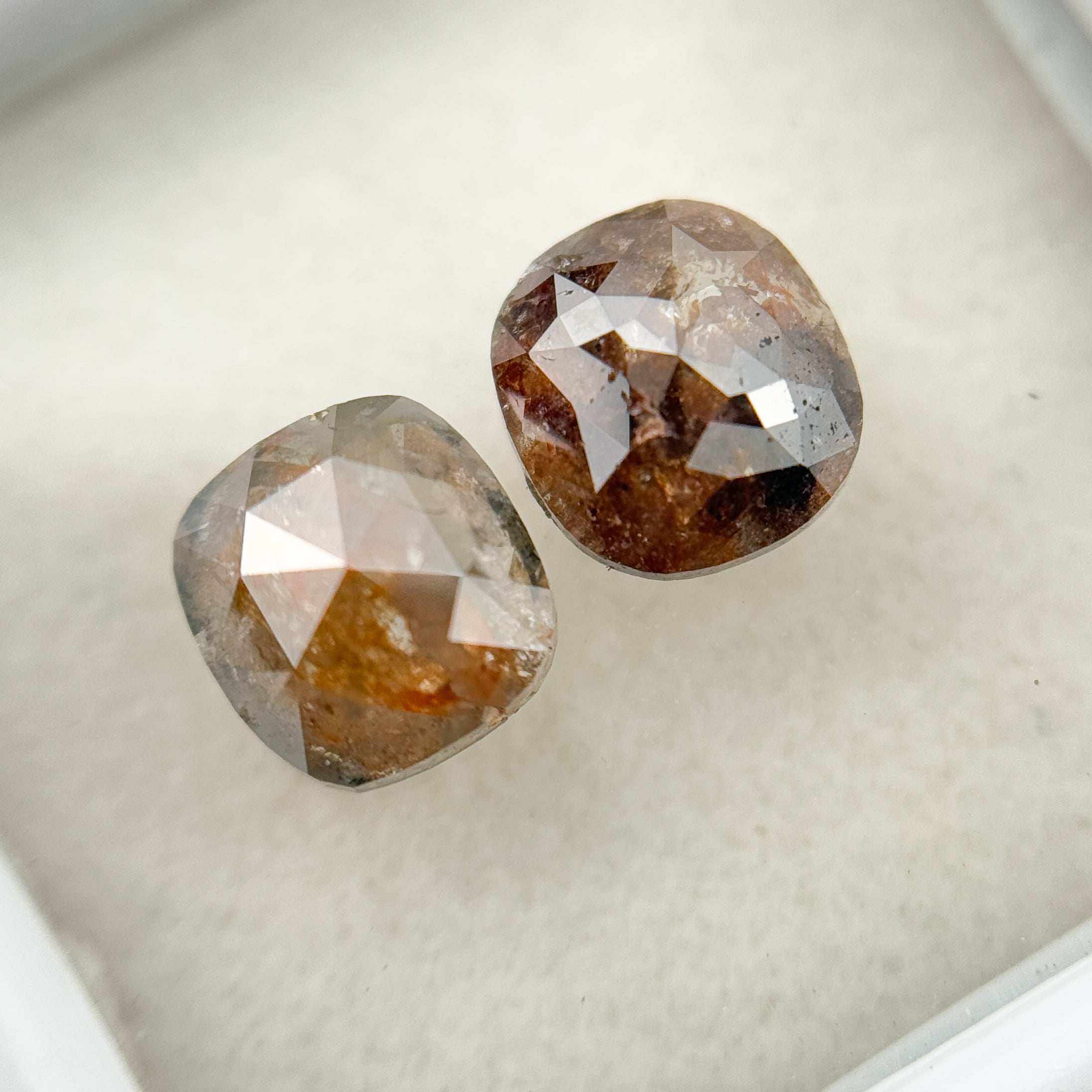 1.86 Ct Cushion Rose Cut Red Natural Salt and Pepper Diamond