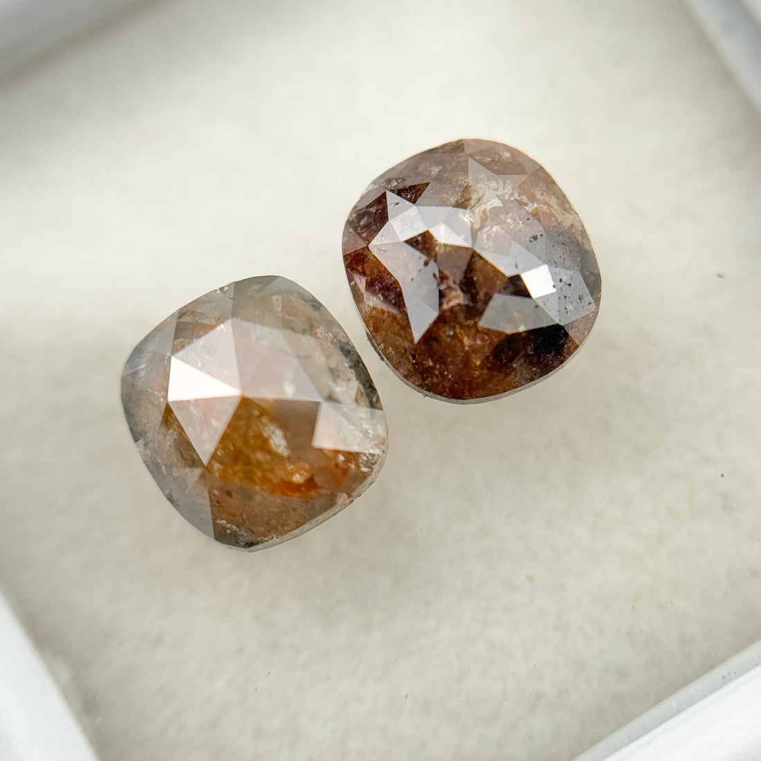 1.86 Ct Cushion Rose Cut Red Natural Salt and Pepper Diamond