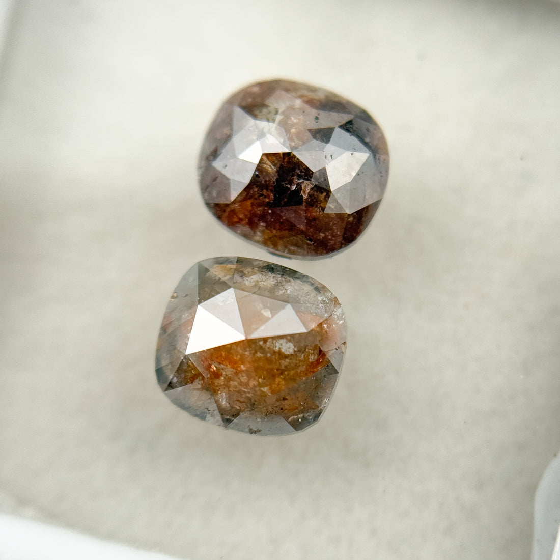 1.86 Ct Cushion Rose Cut Red Natural Salt and Pepper Diamond