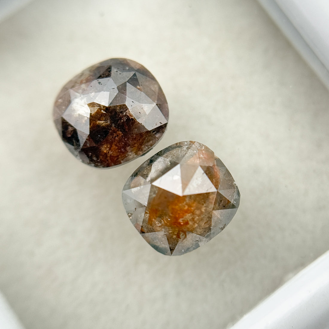 1.86 Ct Cushion Rose Cut Red Natural Salt and Pepper Diamond