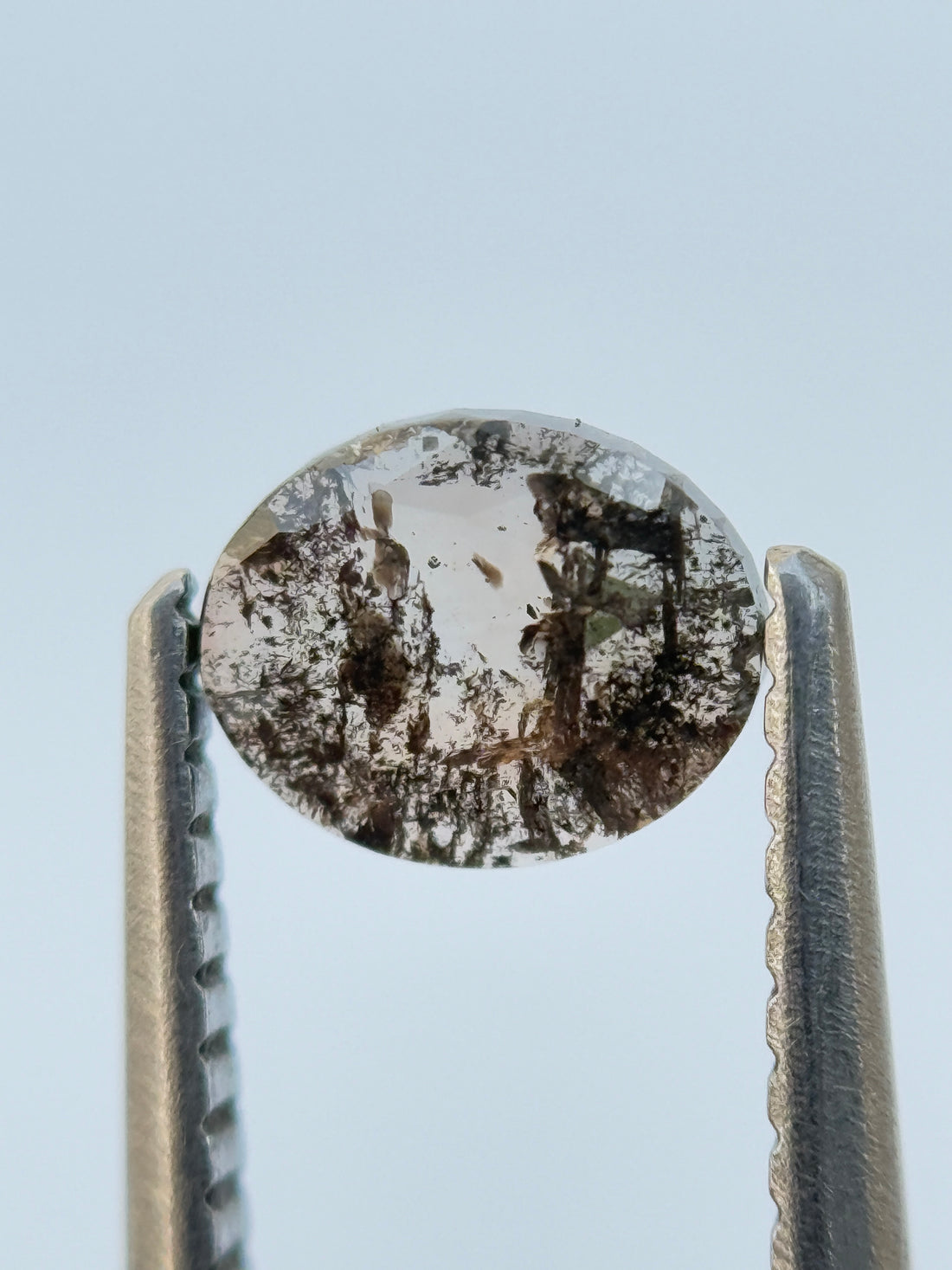 0.49 Ct Oval Rose Cut Grey Natural Salt and Pepper Diamond