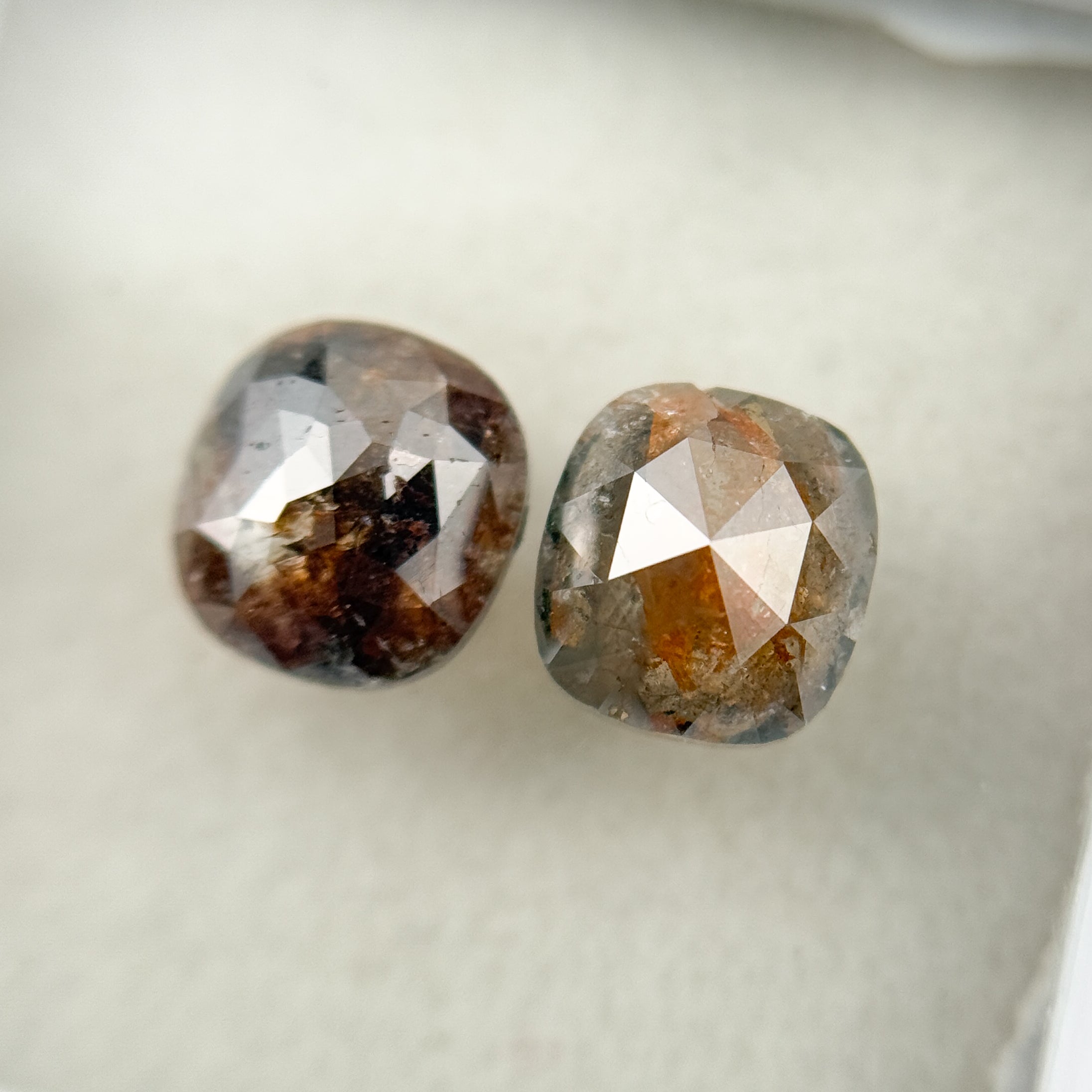 1.86 Ct Cushion Rose Cut Red Natural Salt and Pepper Diamond