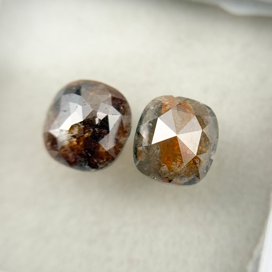 1.86 Ct Cushion Rose Cut Red Natural Salt and Pepper Diamond