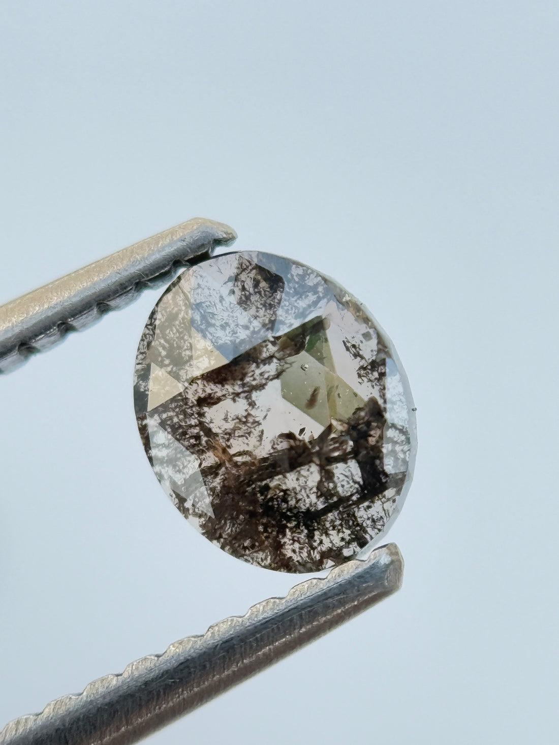 0.49 Ct Oval Rose Cut Grey Natural Salt and Pepper Diamond