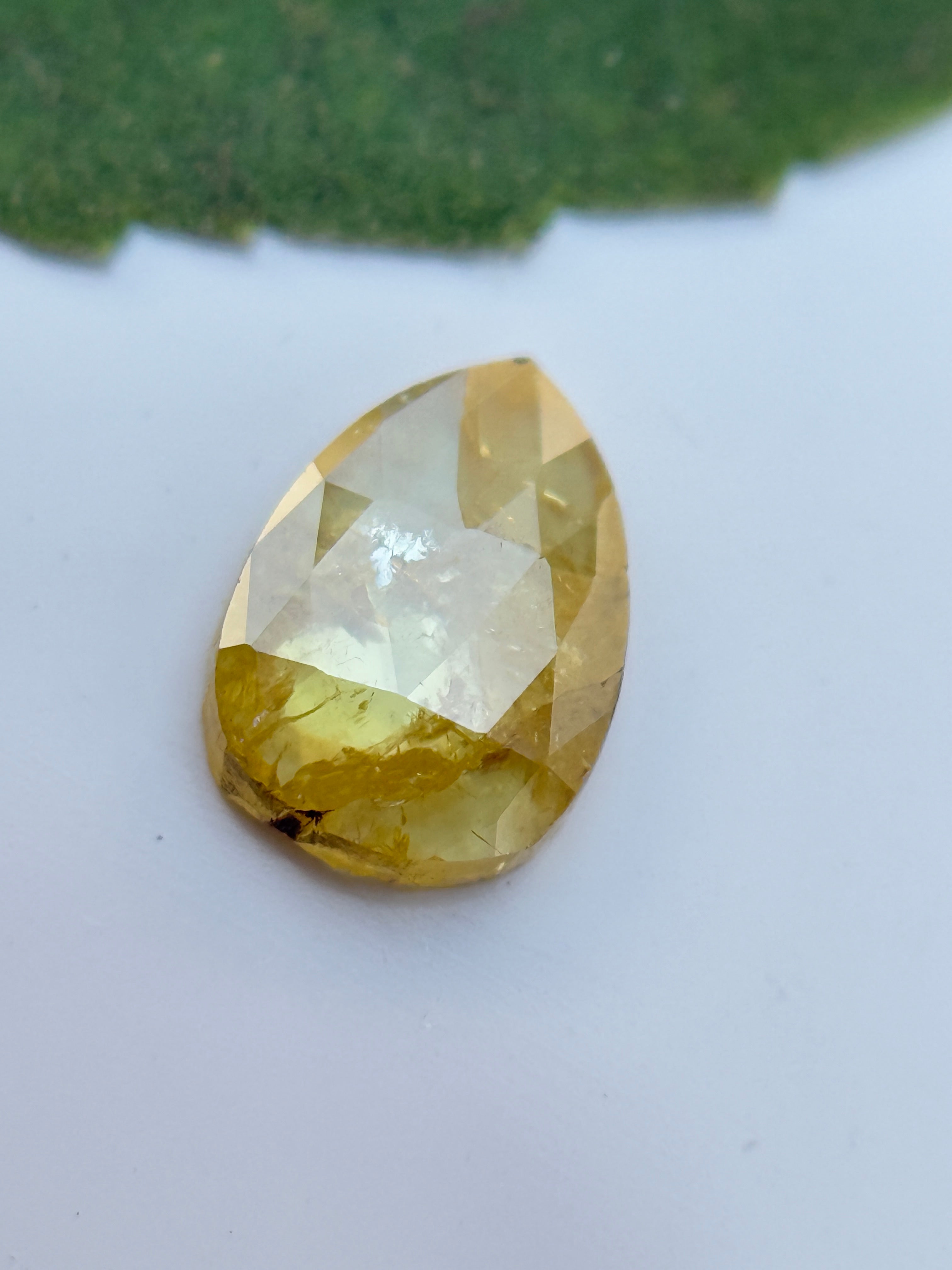 0.41 Ct Pear Rose Cut Yellow Natural Salt and Pepper Diamond