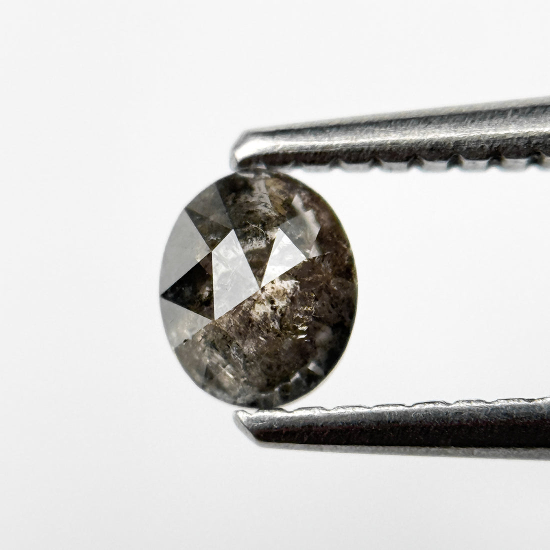 0.37 Ct Oval Rose Cut Grey Natural Salt and Pepper Diamond