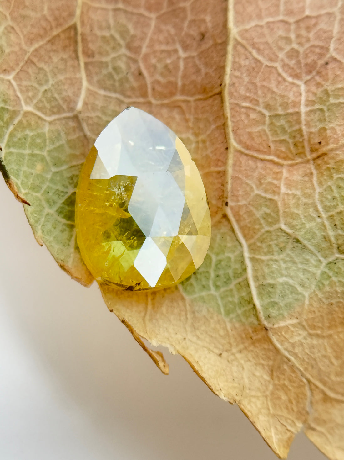 0.41 Ct Pear Rose Cut Yellow Natural Salt and Pepper Diamond
