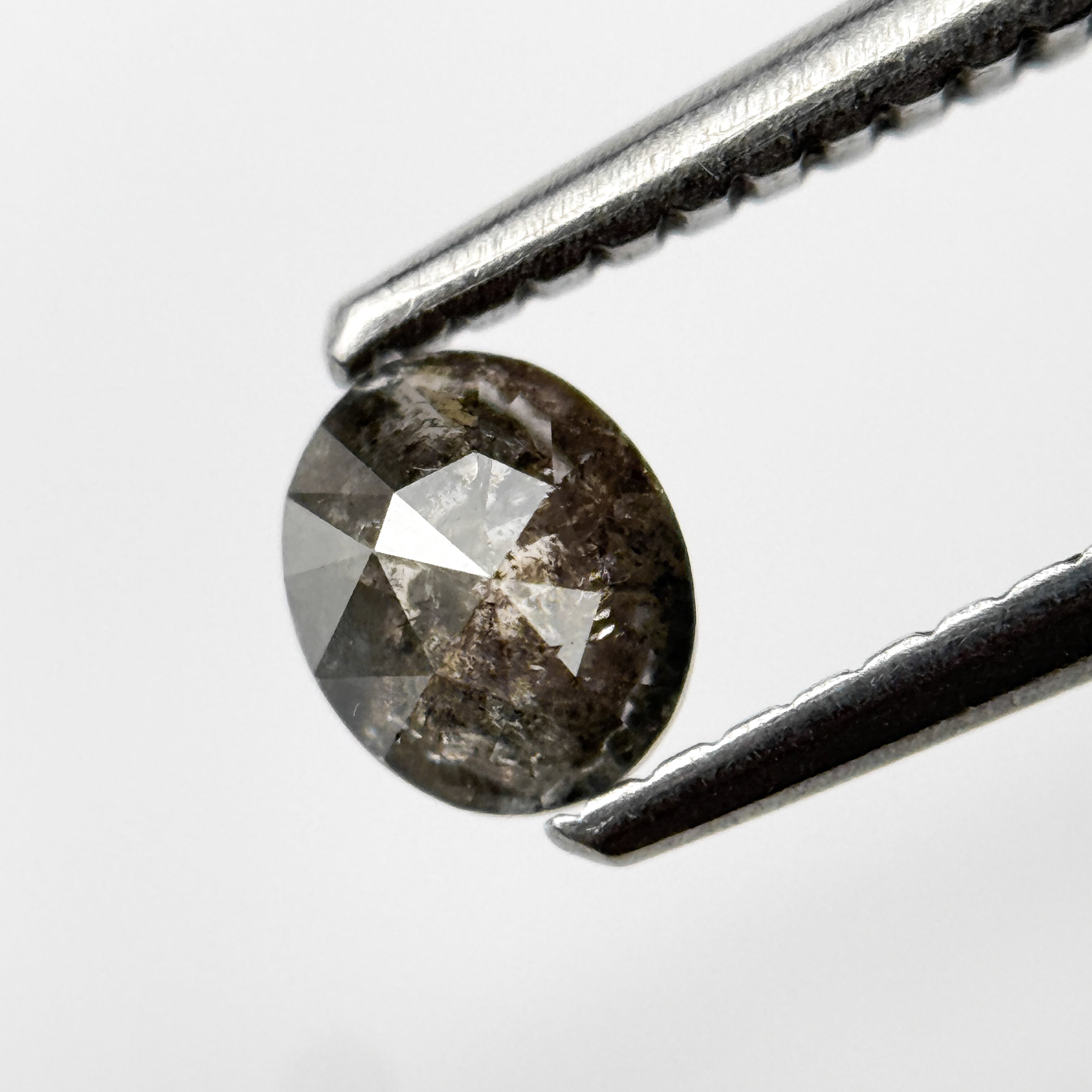 0.37 Ct Oval Rose Cut Grey Natural Salt and Pepper Diamond
