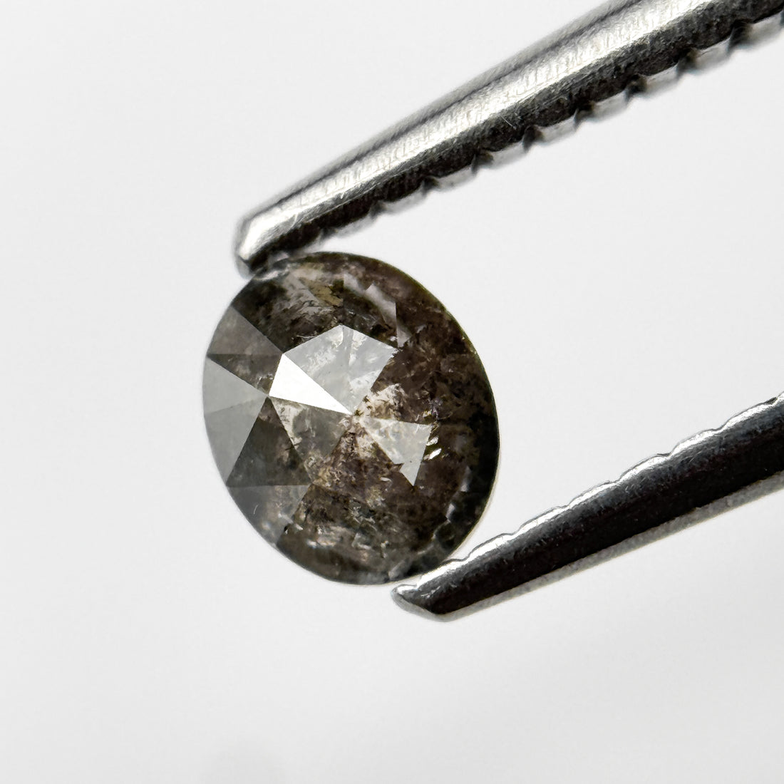0.37 Ct Oval Rose Cut Grey Natural Salt and Pepper Diamond