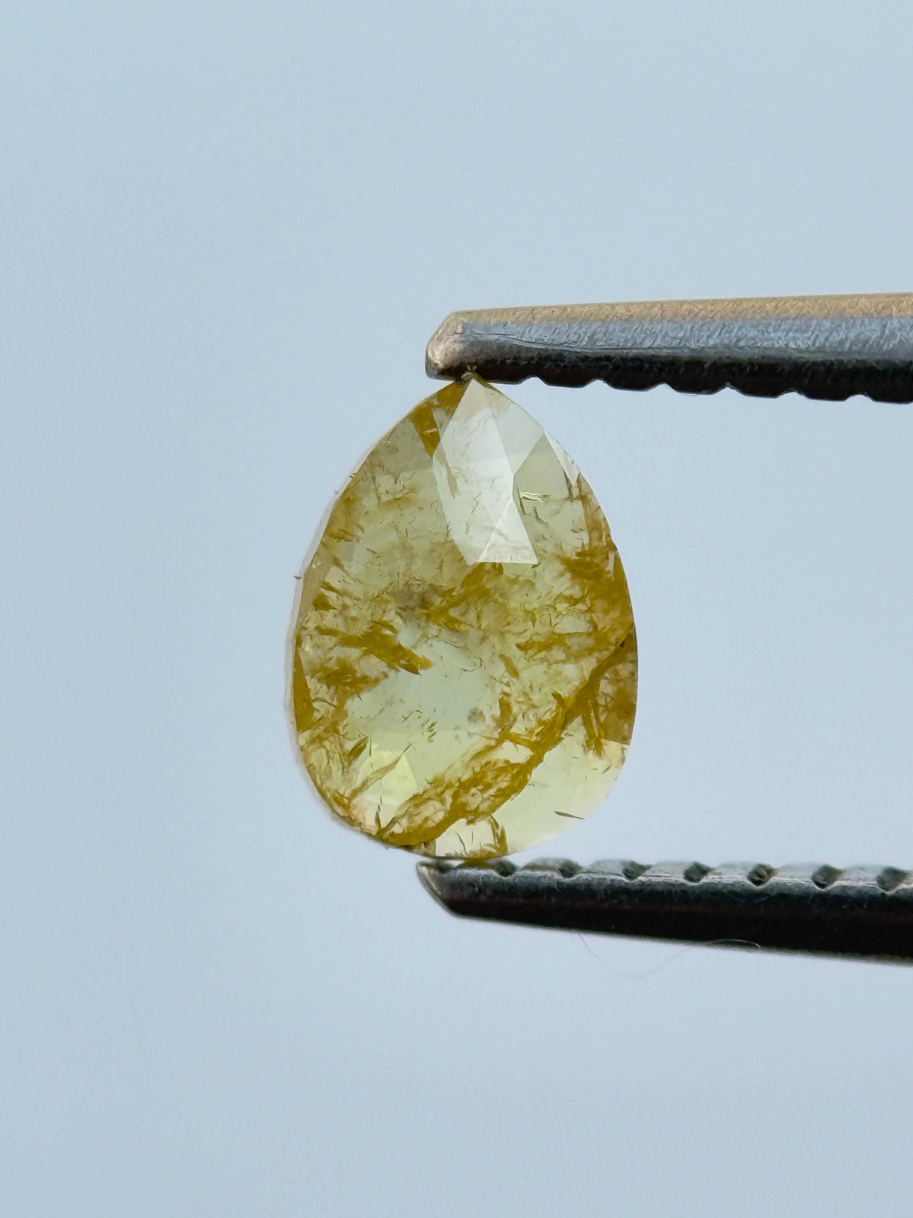 0.41 Ct Pear Rose Cut Yellow Natural Salt and Pepper Diamond