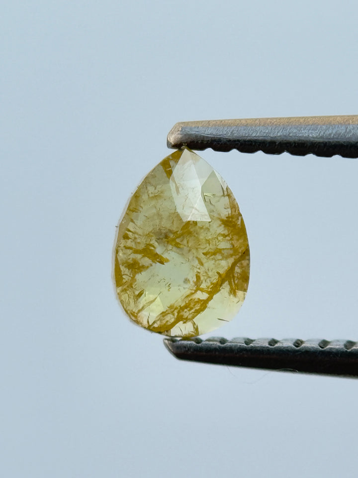 0.41 Ct Pear Rose Cut Yellow Natural Salt and Pepper Diamond