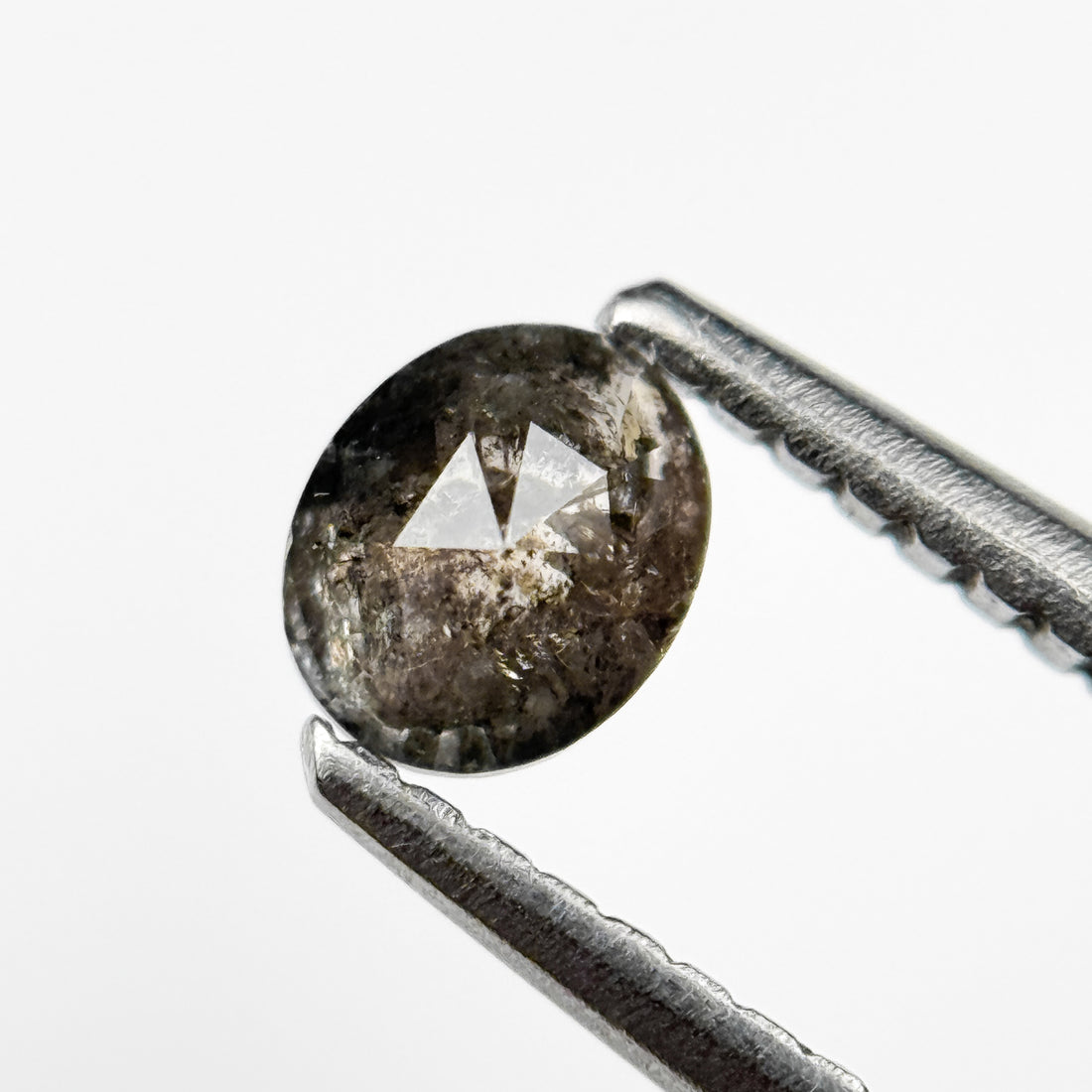 0.37 Ct Oval Rose Cut Grey Natural Salt and Pepper Diamond