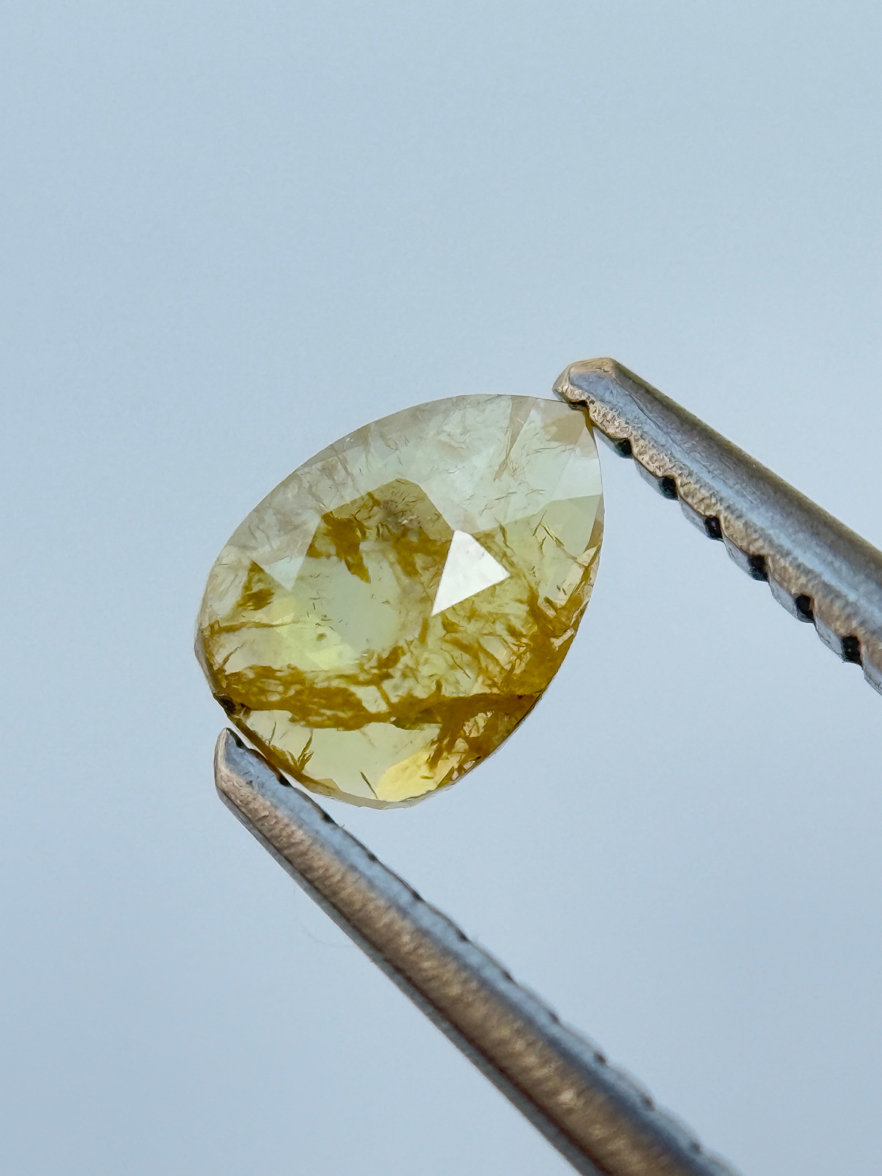 0.41 Ct Pear Rose Cut Yellow Natural Salt and Pepper Diamond