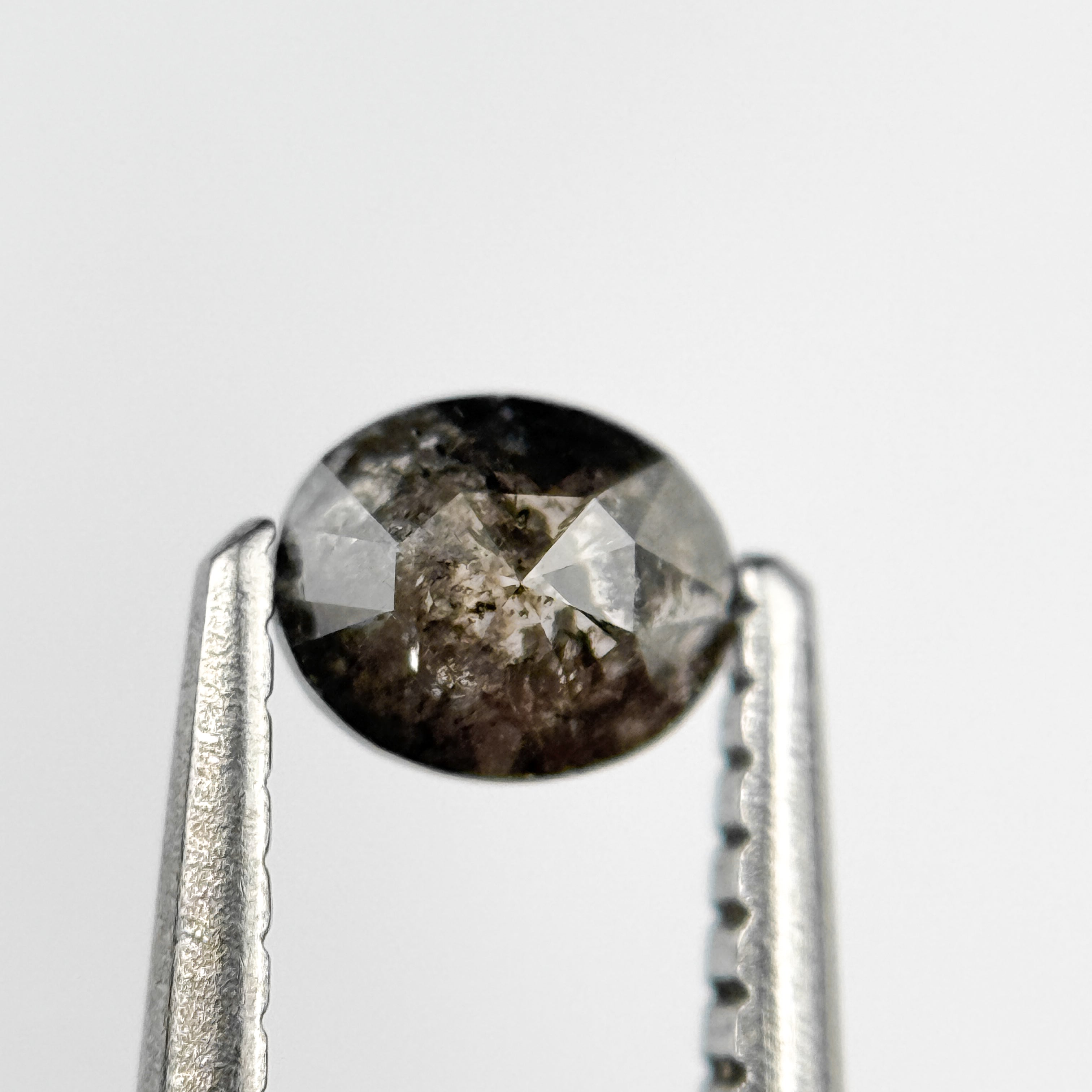 0.37 Ct Oval Rose Cut Grey Natural Salt and Pepper Diamond