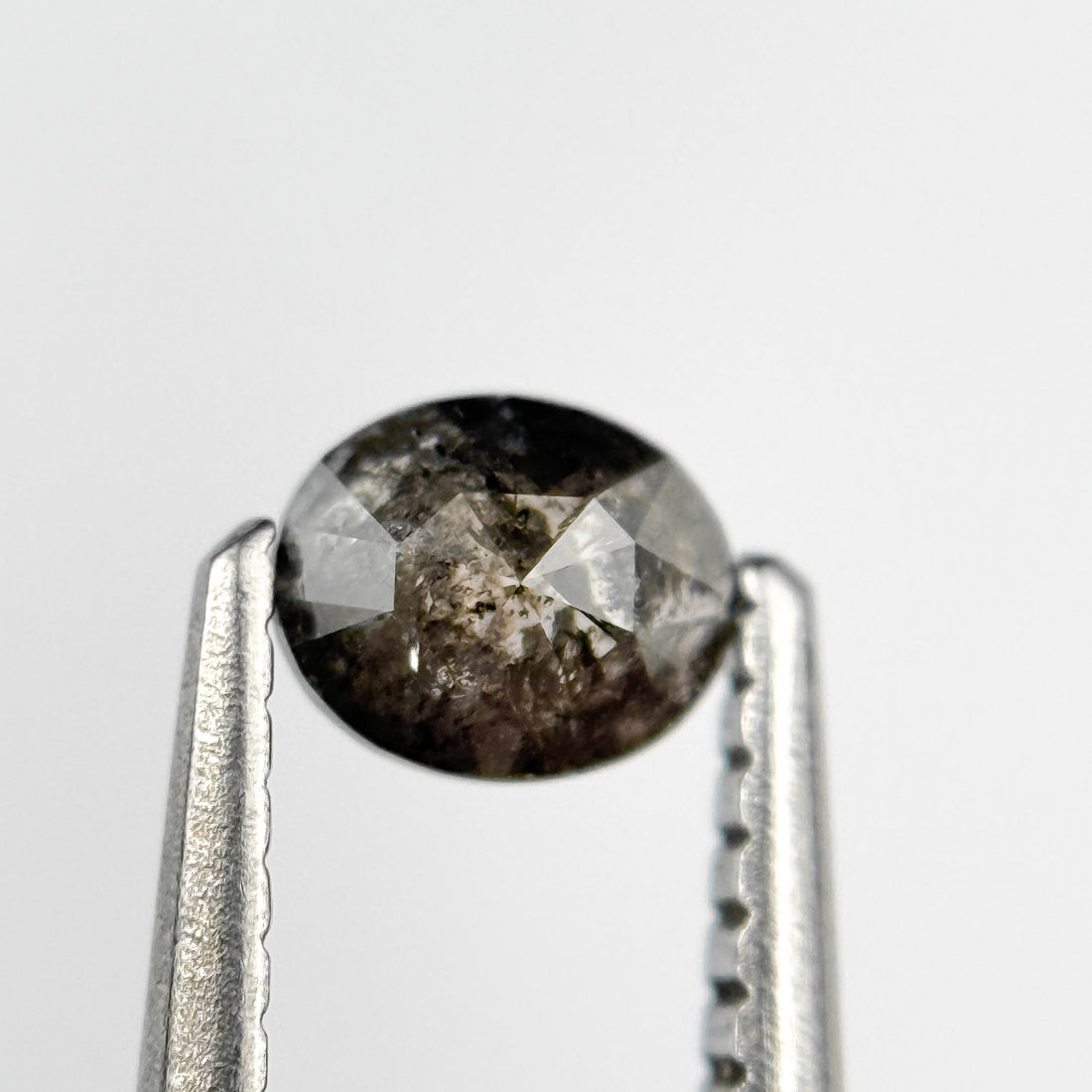 0.37 Ct Oval Rose Cut Grey Natural Salt and Pepper Diamond