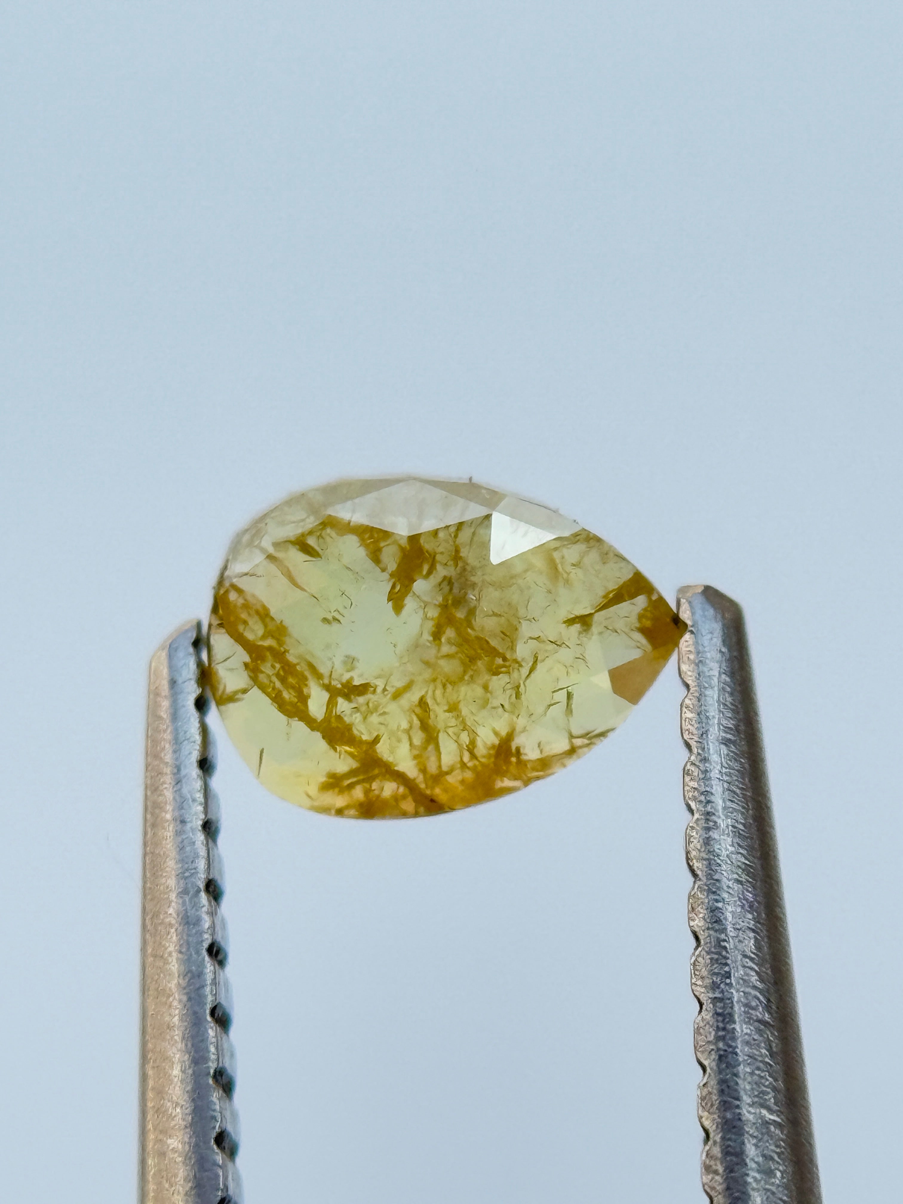 0.41 Ct Pear Rose Cut Yellow Natural Salt and Pepper Diamond