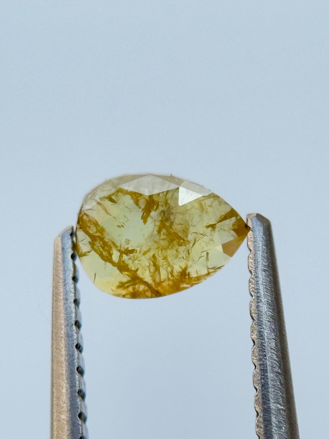 0.41 Ct Pear Rose Cut Yellow Natural Salt and Pepper Diamond