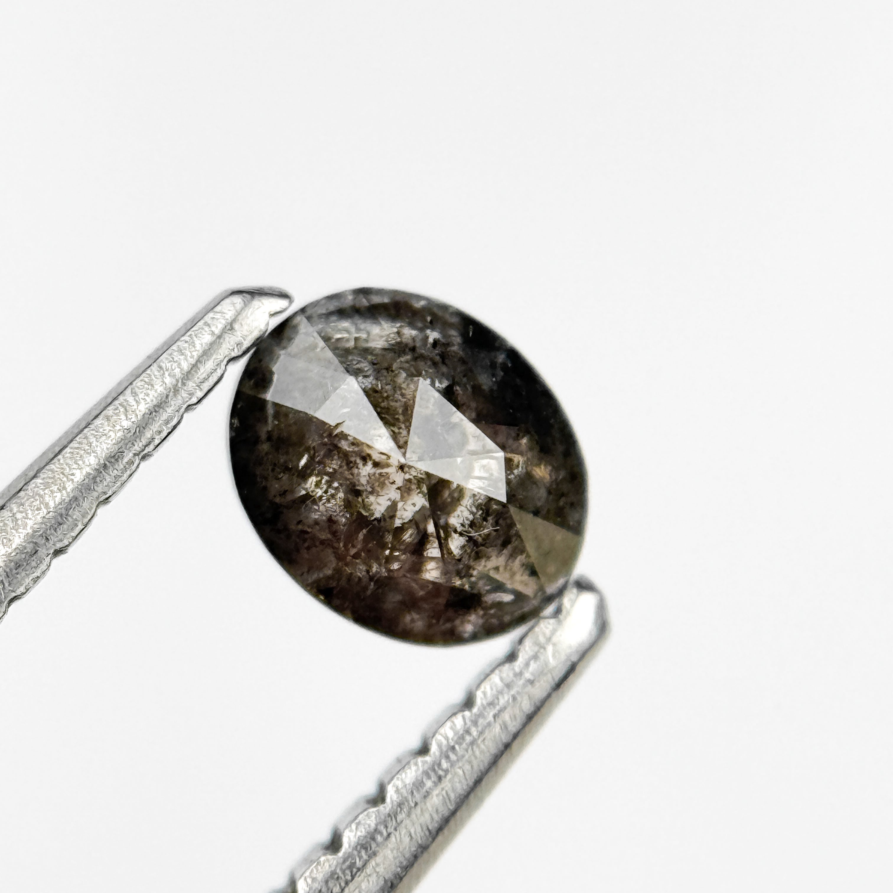0.37 Ct Oval Rose Cut Grey Natural Salt and Pepper Diamond