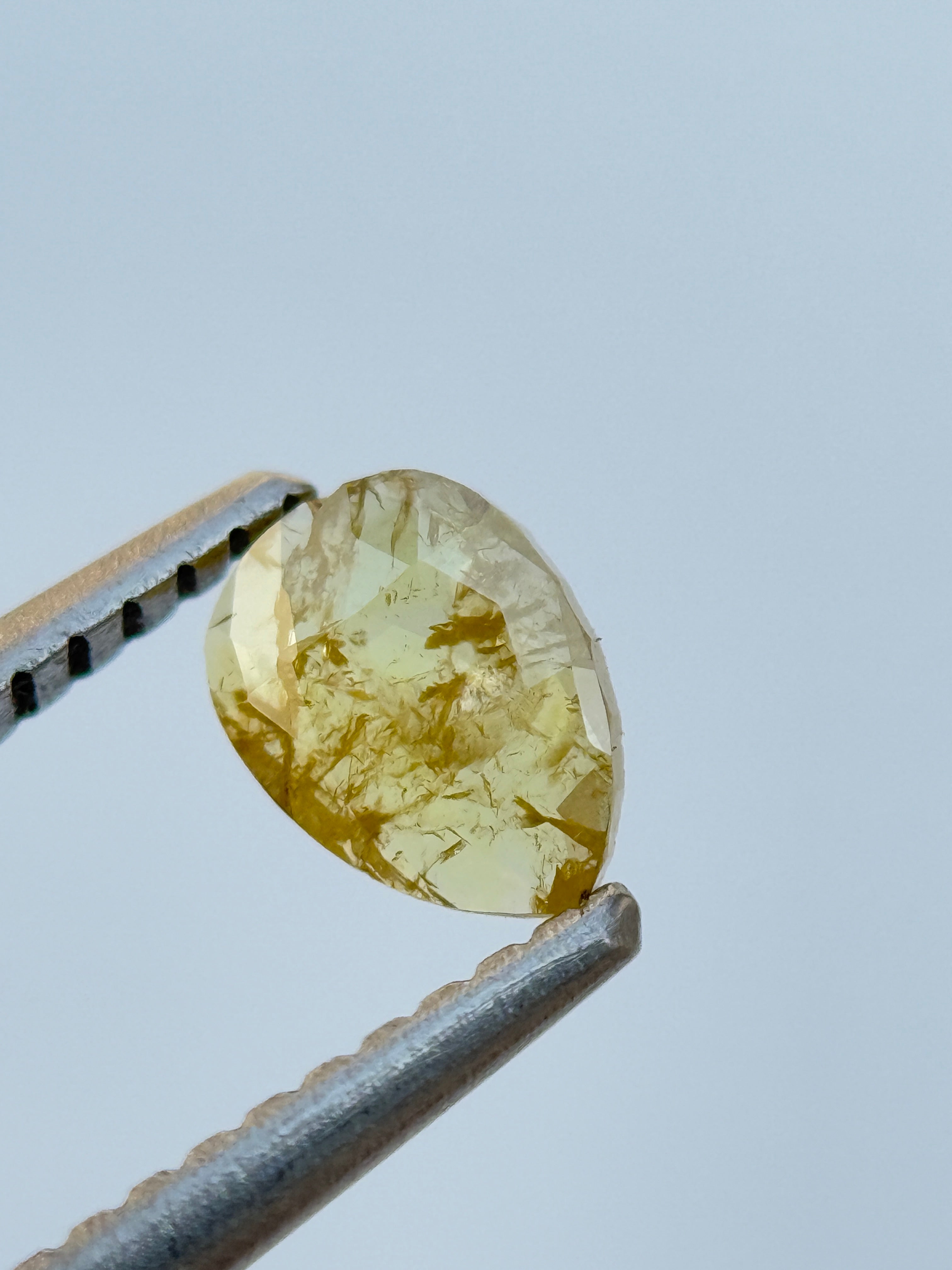 0.41 Ct Pear Rose Cut Yellow Natural Salt and Pepper Diamond