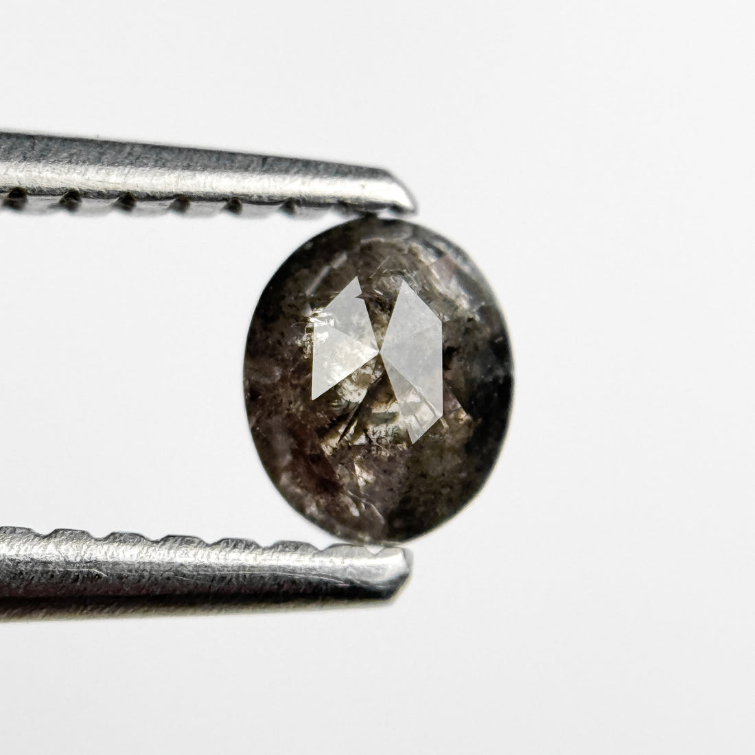 0.37 Ct Oval Rose Cut Grey Natural Salt and Pepper Diamond
