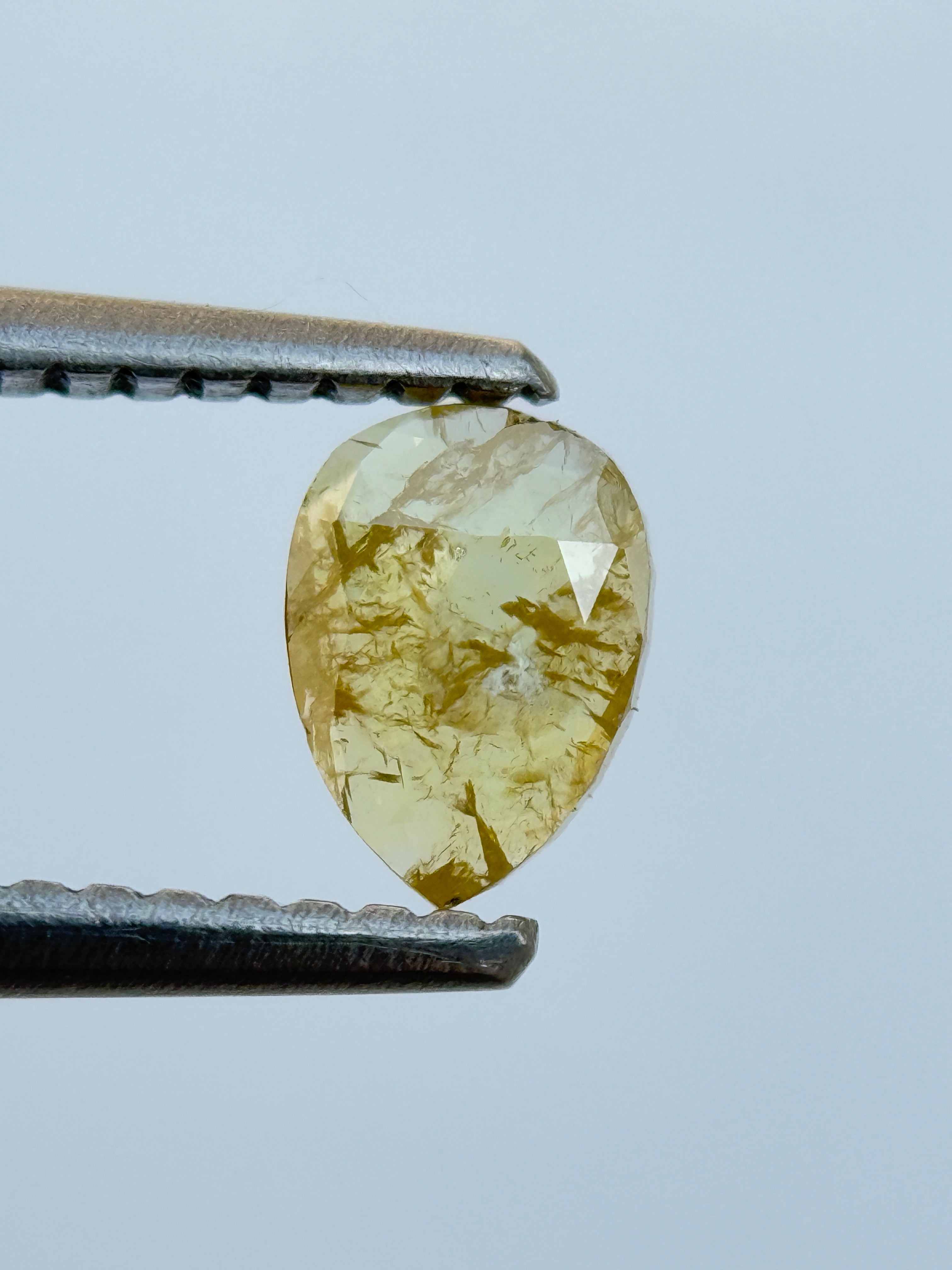 0.41 Ct Pear Rose Cut Yellow Natural Salt and Pepper Diamond