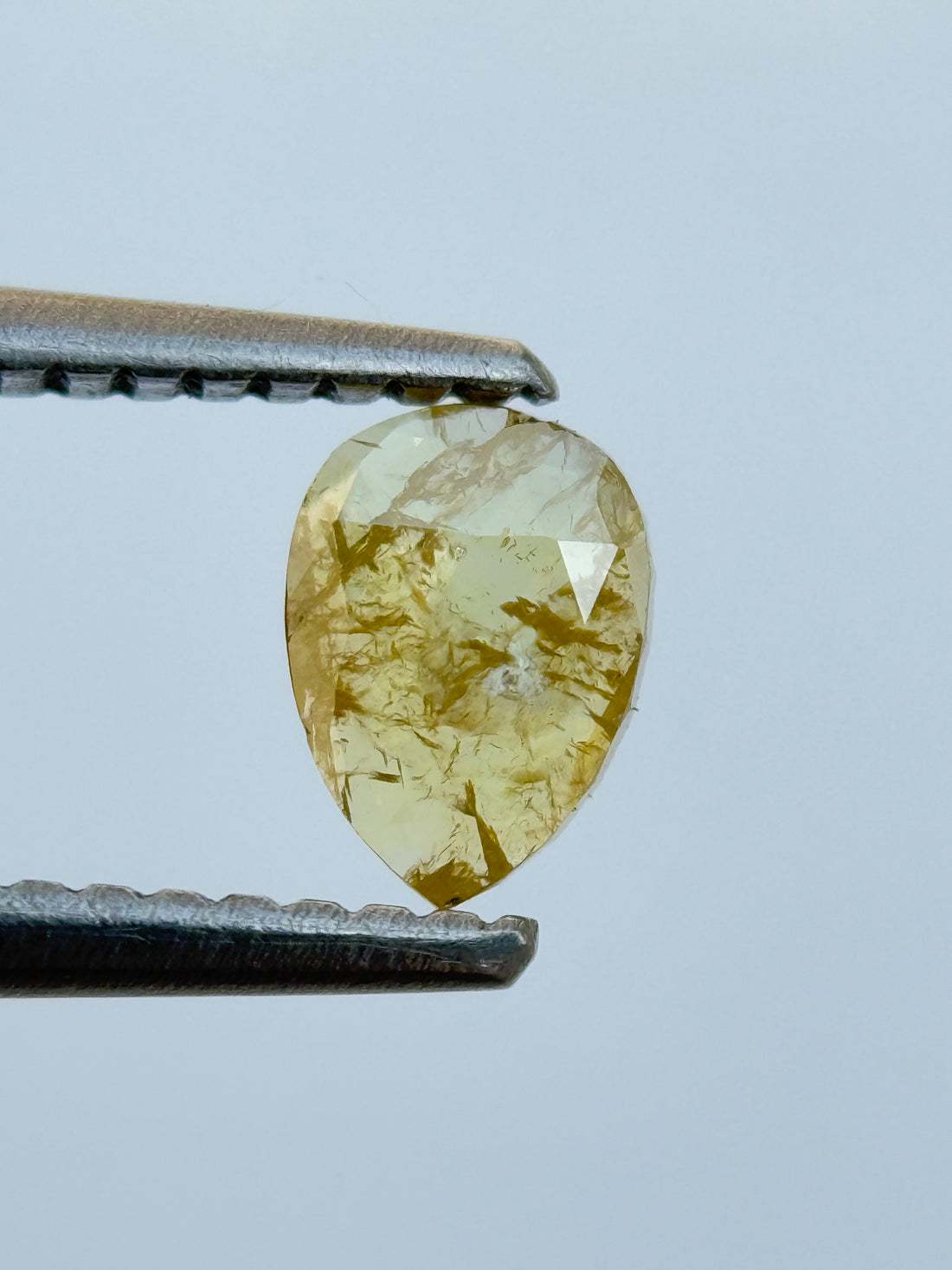 0.41 Ct Pear Rose Cut Yellow Natural Salt and Pepper Diamond
