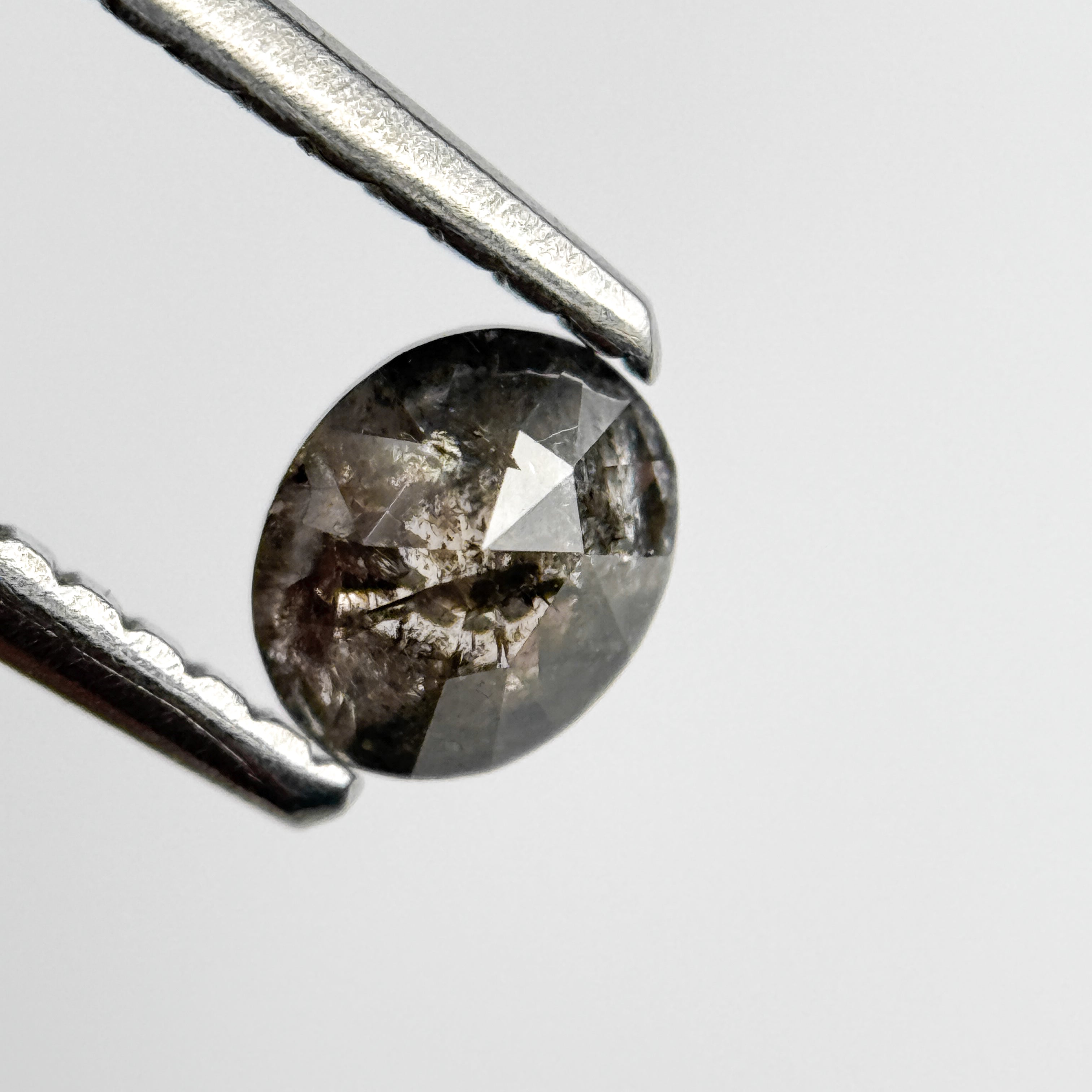 0.37 Ct Oval Rose Cut Grey Natural Salt and Pepper Diamond