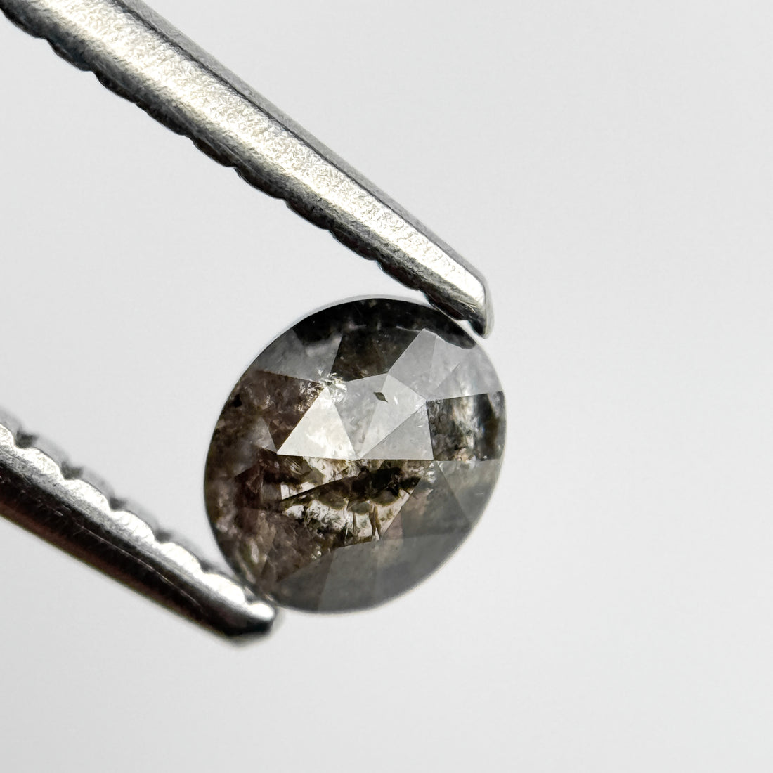 0.37 Ct Oval Rose Cut Grey Natural Salt and Pepper Diamond