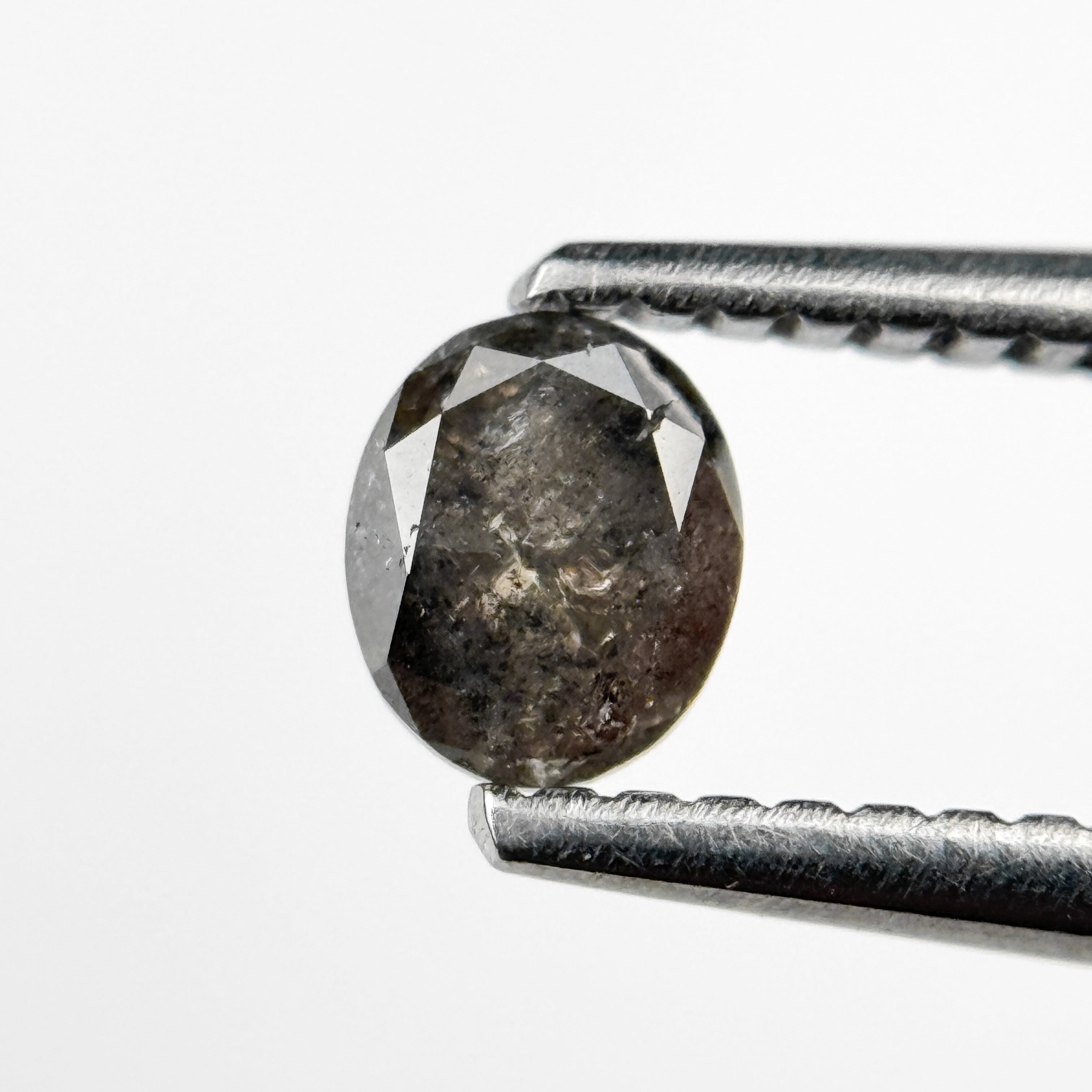 0.37 Ct Oval Rose Cut Grey Natural Salt and Pepper Diamond