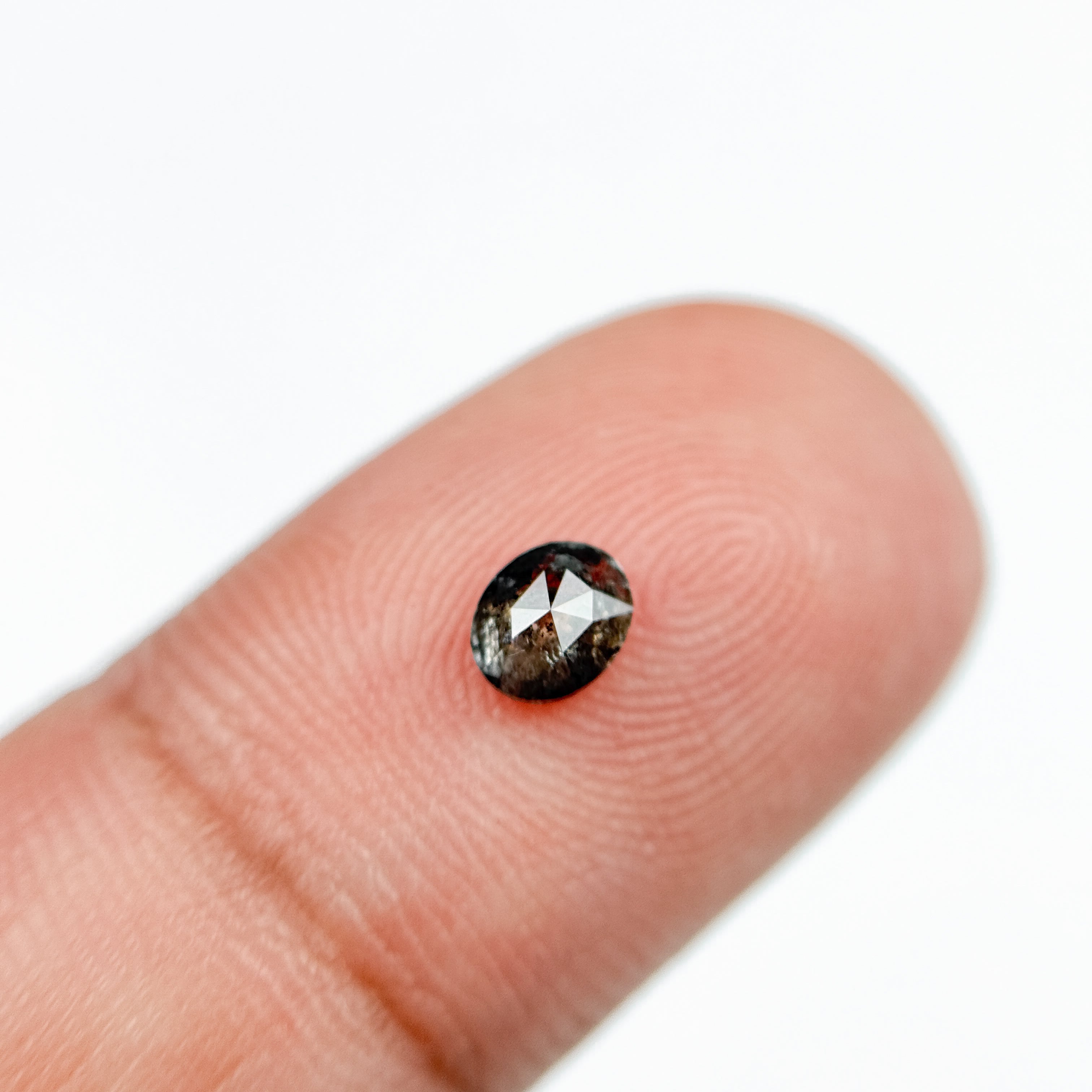 0.37 Ct Oval Rose Cut Grey Natural Salt and Pepper Diamond