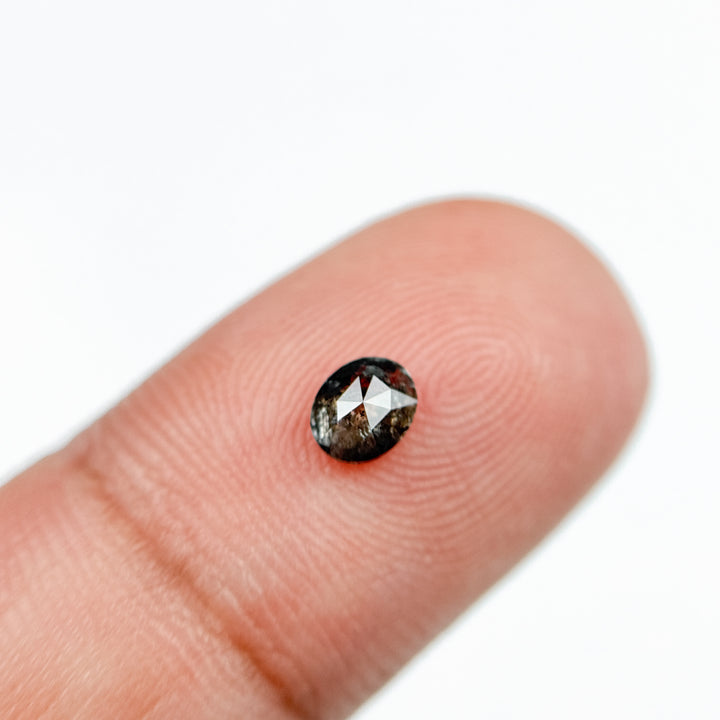 0.37 Ct Oval Rose Cut Grey Natural Salt and Pepper Diamond