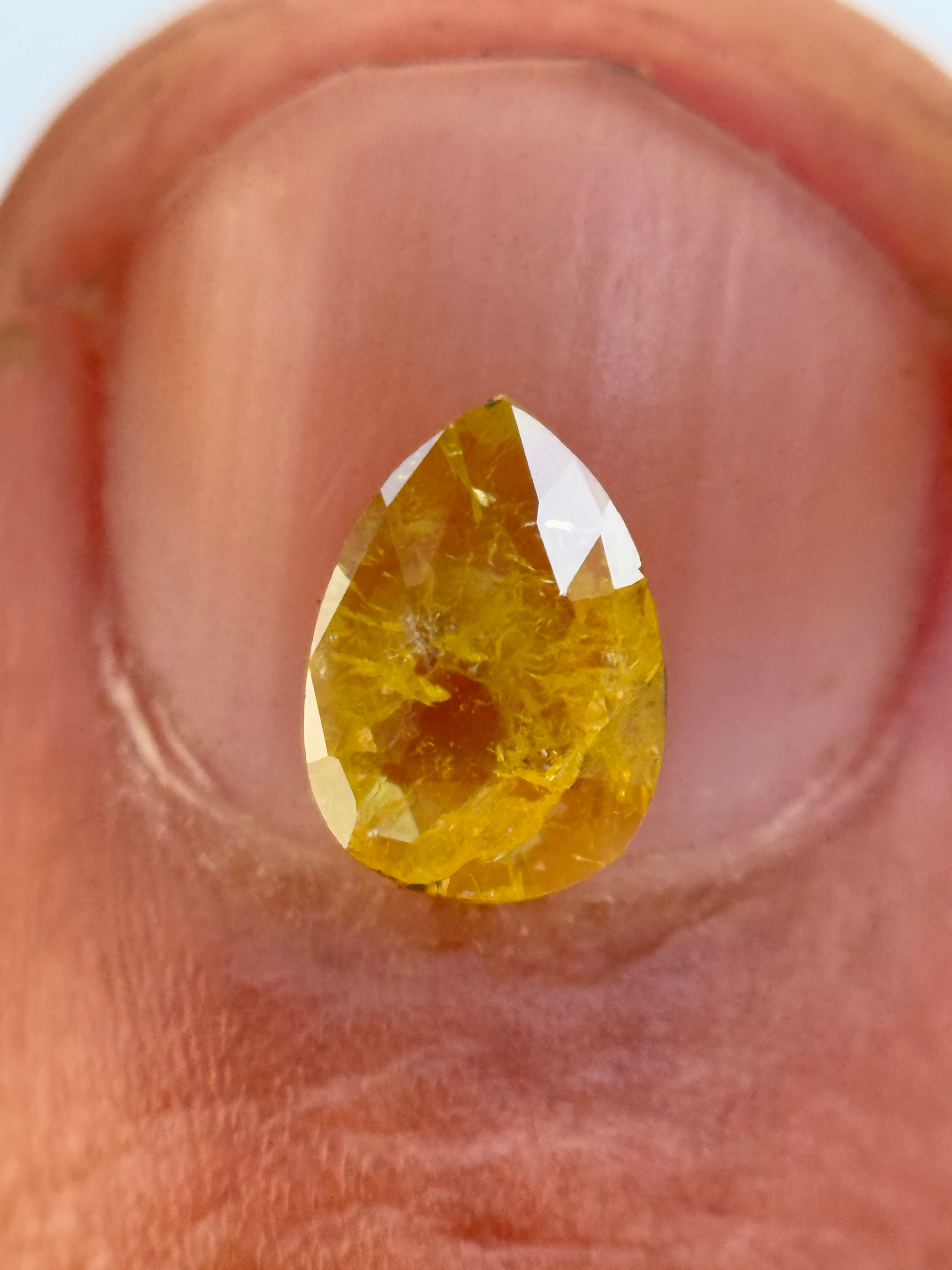 0.41 Ct Pear Rose Cut Yellow Natural Salt and Pepper Diamond