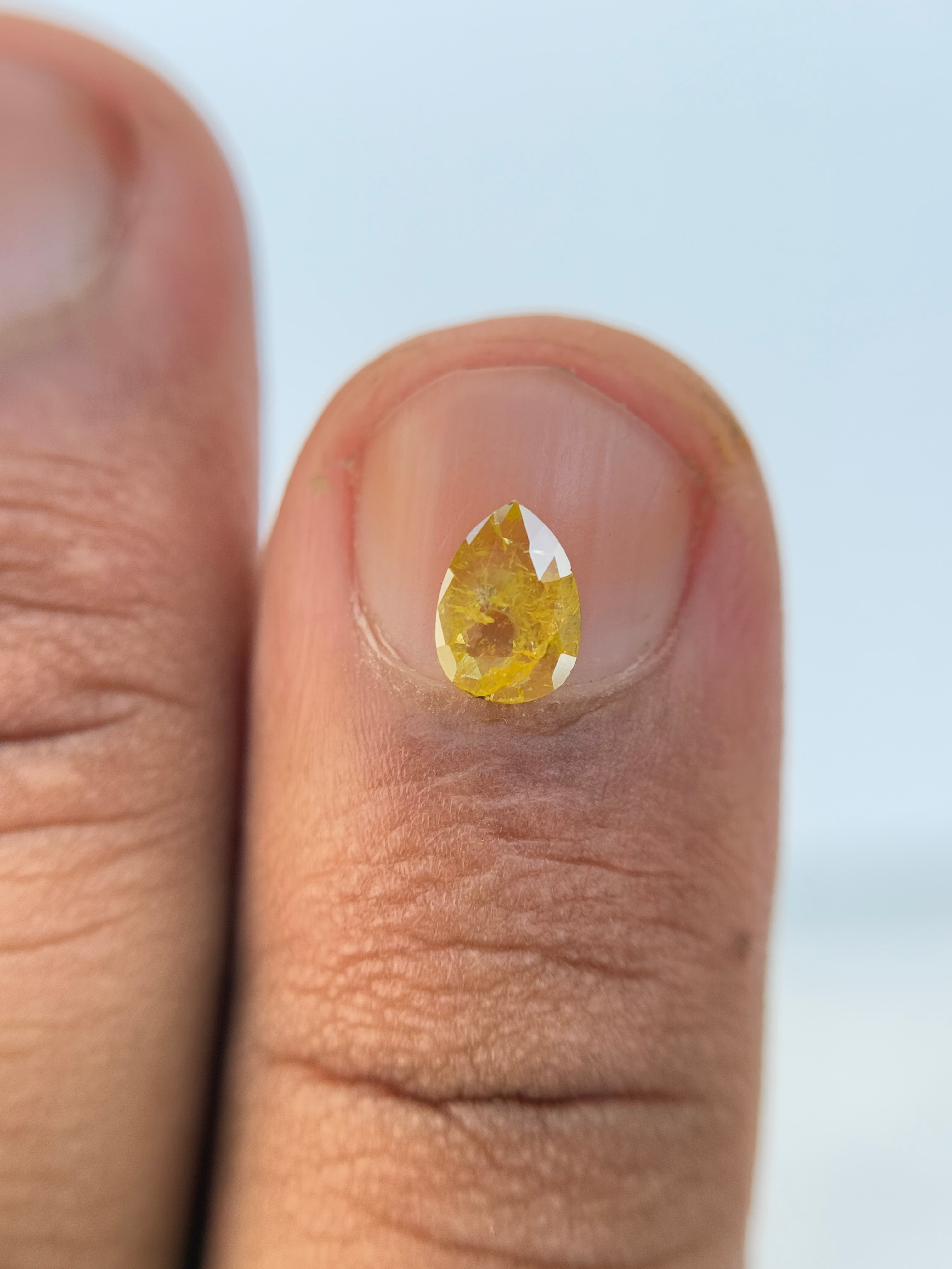 0.41 Ct Pear Rose Cut Yellow Natural Salt and Pepper Diamond