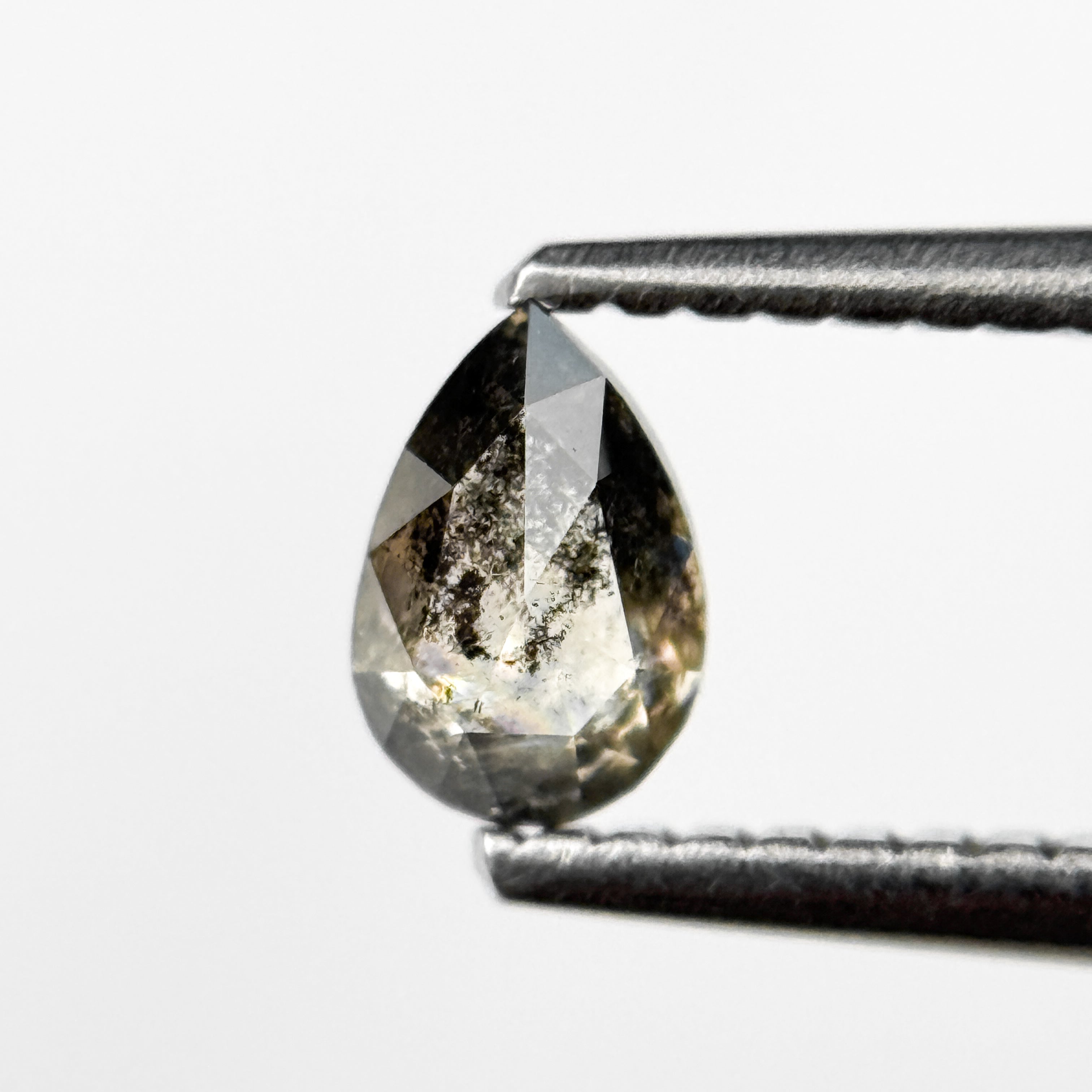 0.43 Ct Pear Rose Cut Grey Natural Salt and Pepper Diamond