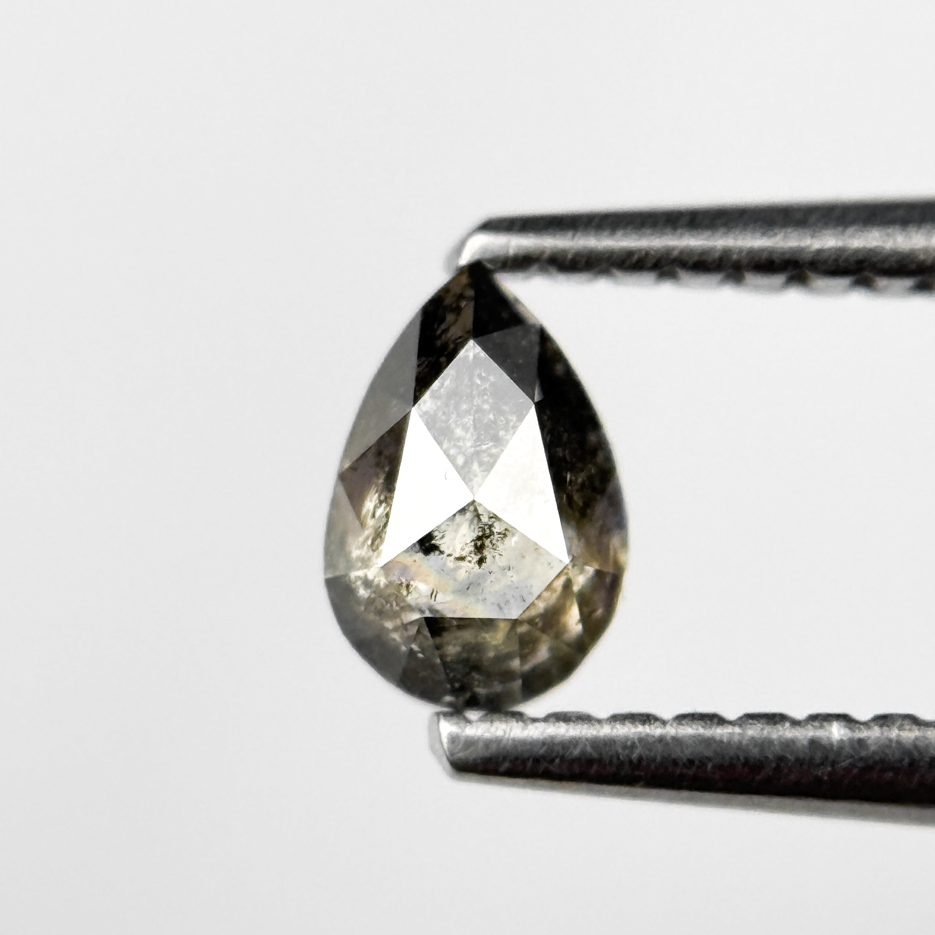 0.43 Ct Pear Rose Cut Grey Natural Salt and Pepper Diamond