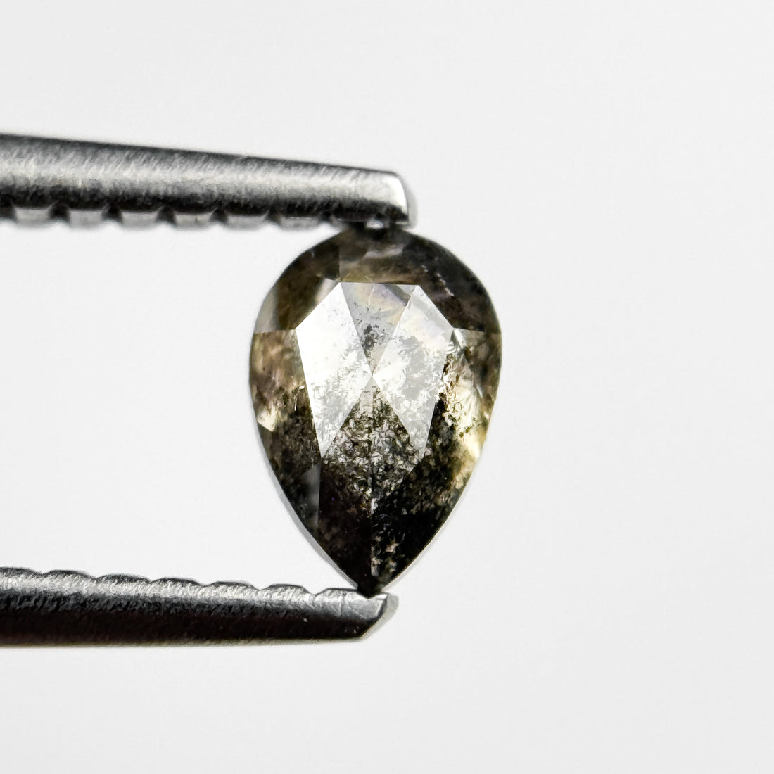 0.43 Ct Pear Rose Cut Grey Natural Salt and Pepper Diamond