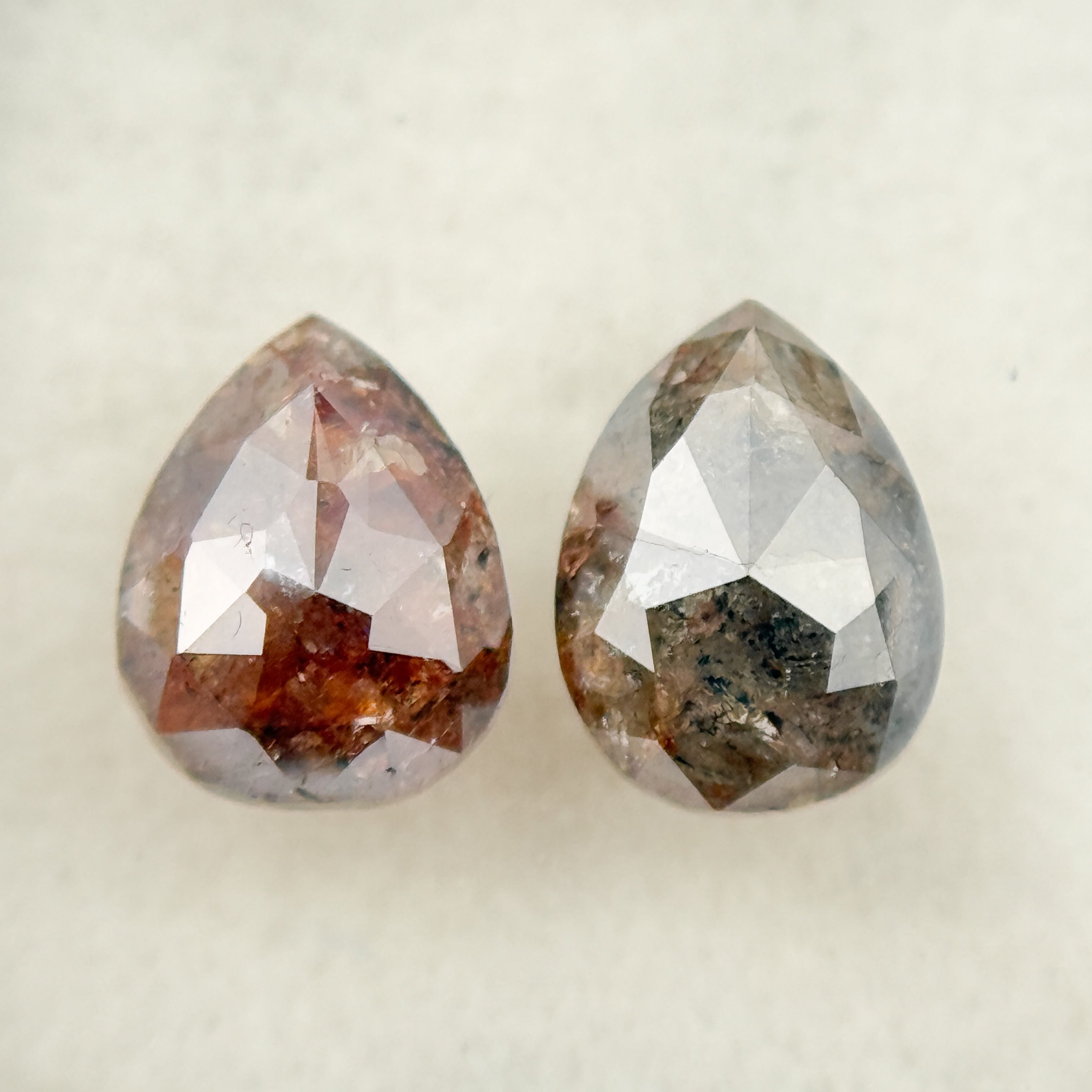 1.73 Ct Pear Rose Cut Red Natural Salt and Pepper Diamond