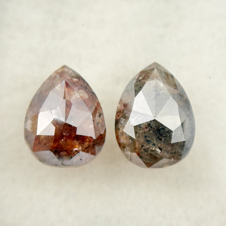 1.73 Ct Pear Rose Cut Red Natural Salt and Pepper Diamond