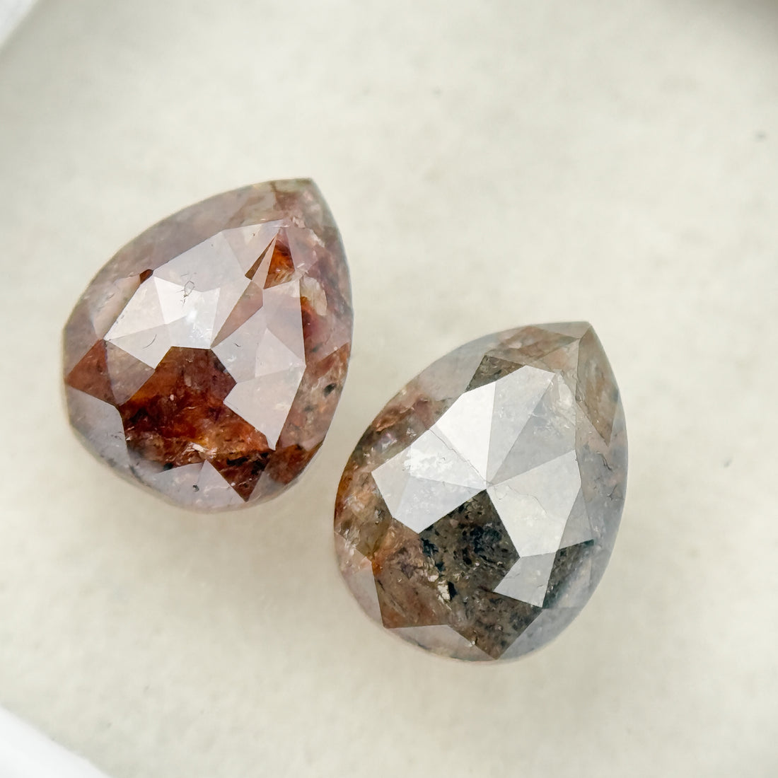 1.73 Ct Pear Rose Cut Red Natural Salt and Pepper Diamond