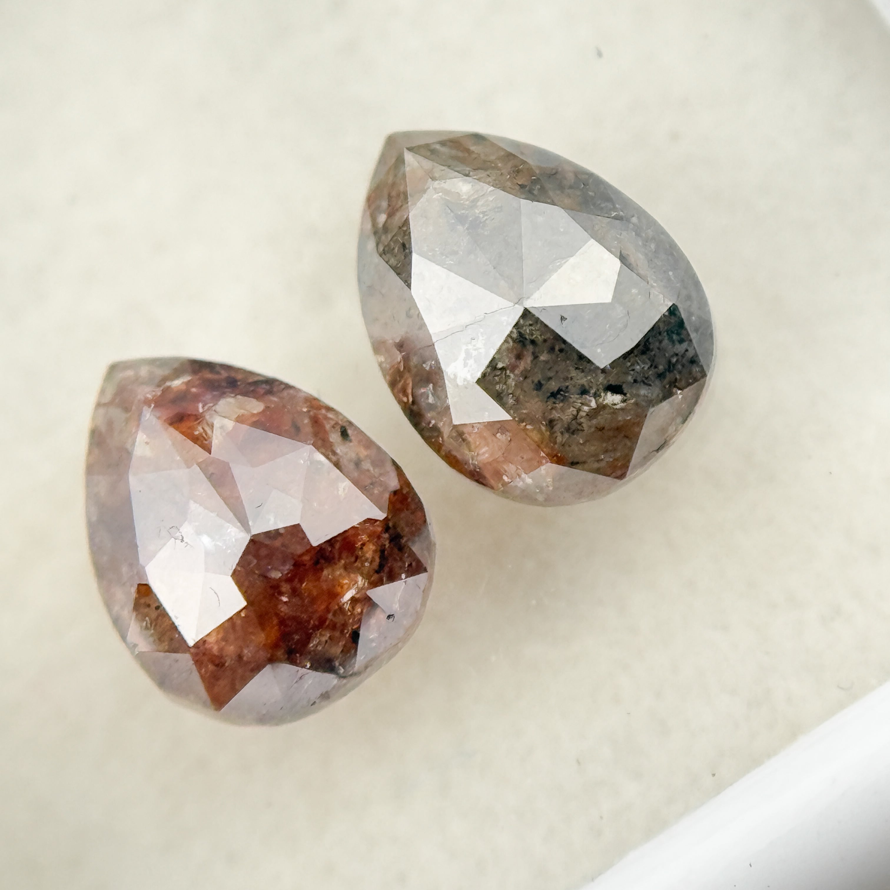 1.73 Ct Pear Rose Cut Red Natural Salt and Pepper Diamond