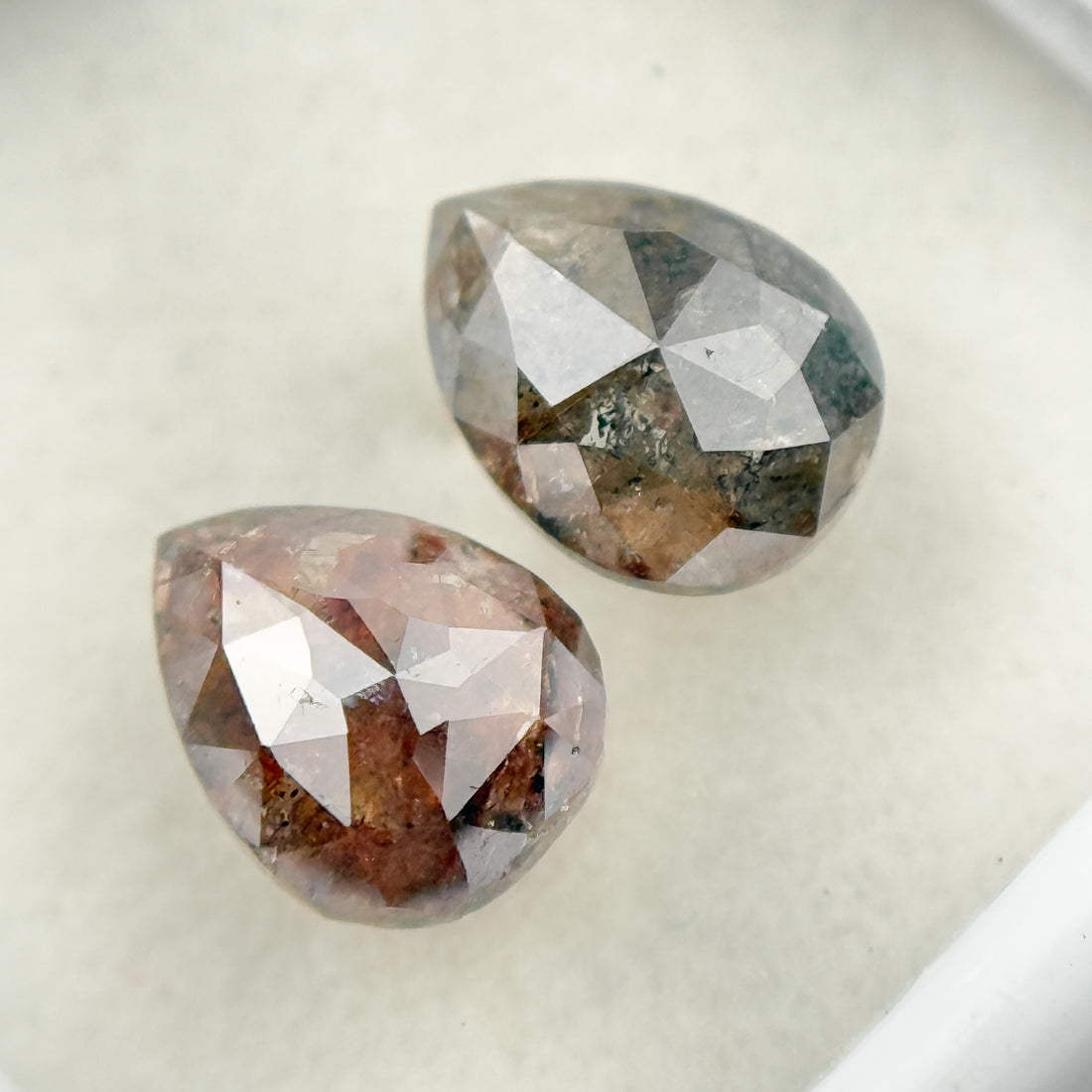 1.73 Ct Pear Rose Cut Red Natural Salt and Pepper Diamond