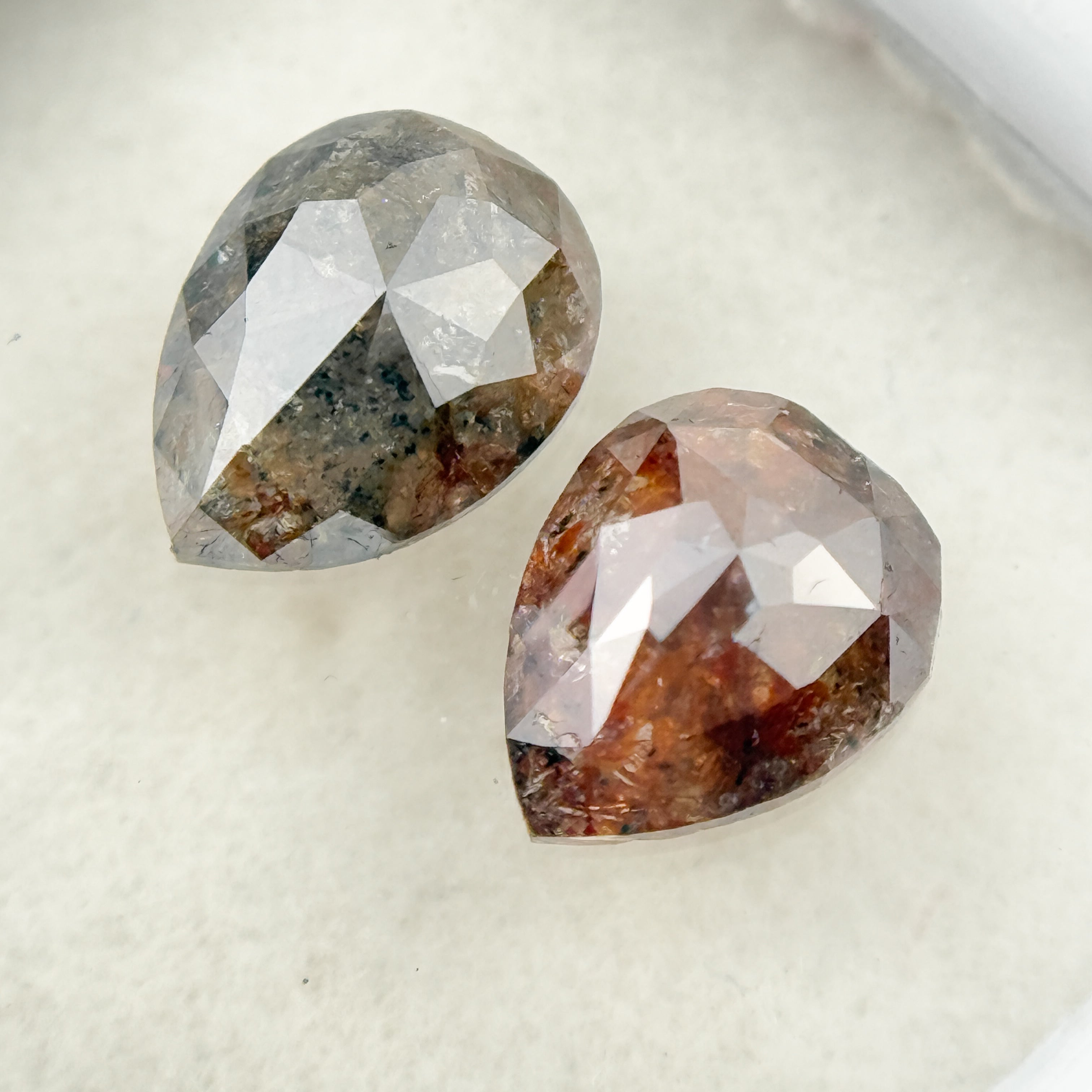 1.73 Ct Pear Rose Cut Red Natural Salt and Pepper Diamond