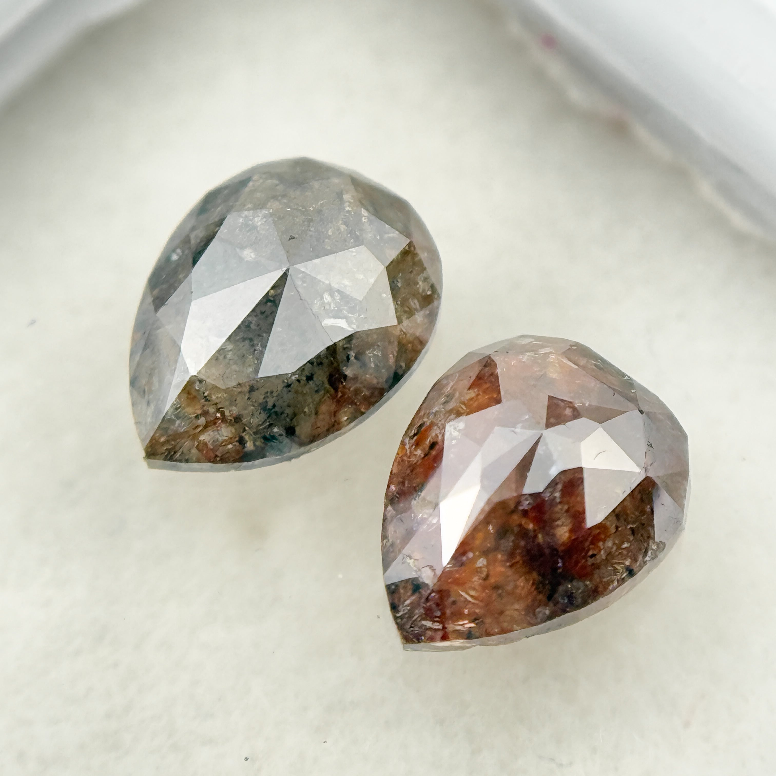 1.73 Ct Pear Rose Cut Red Natural Salt and Pepper Diamond