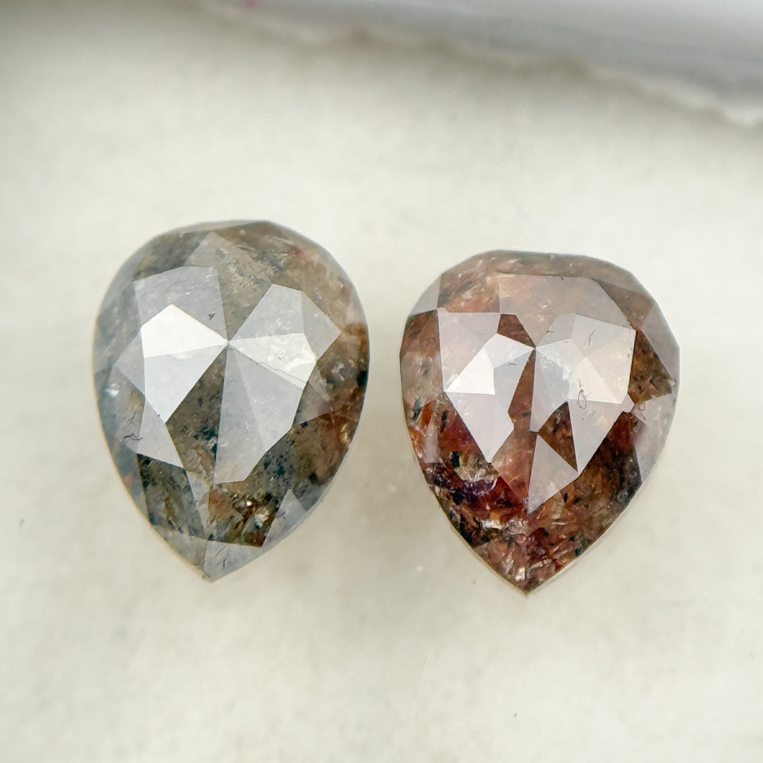 1.73 Ct Pear Rose Cut Red Natural Salt and Pepper Diamond