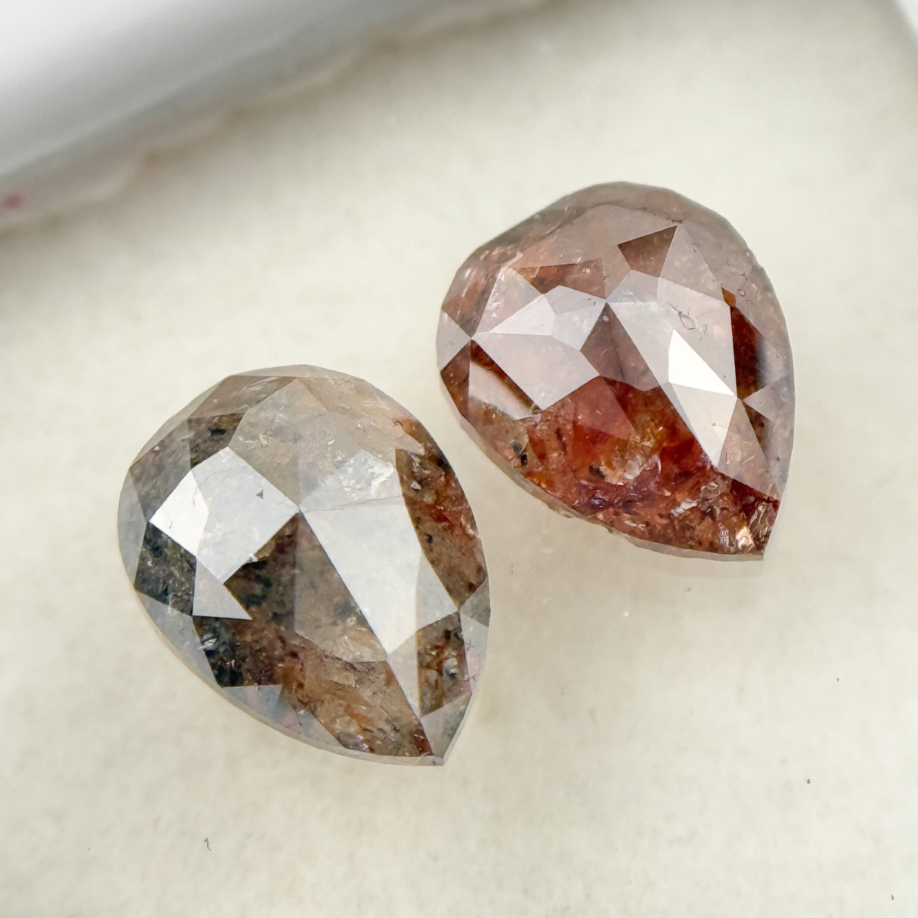 1.73 Ct Pear Rose Cut Red Natural Salt and Pepper Diamond