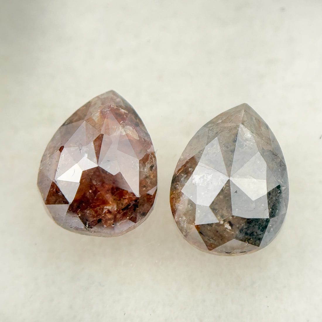 1.73 Ct Pear Rose Cut Red Natural Salt and Pepper Diamond