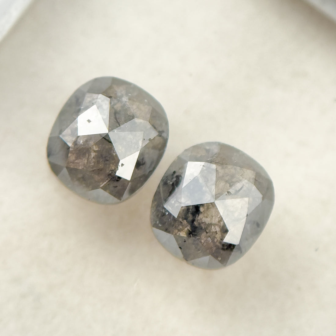 1.19 Ct Cushion Rose Cut Grey Natural Salt and Pepper Diamond