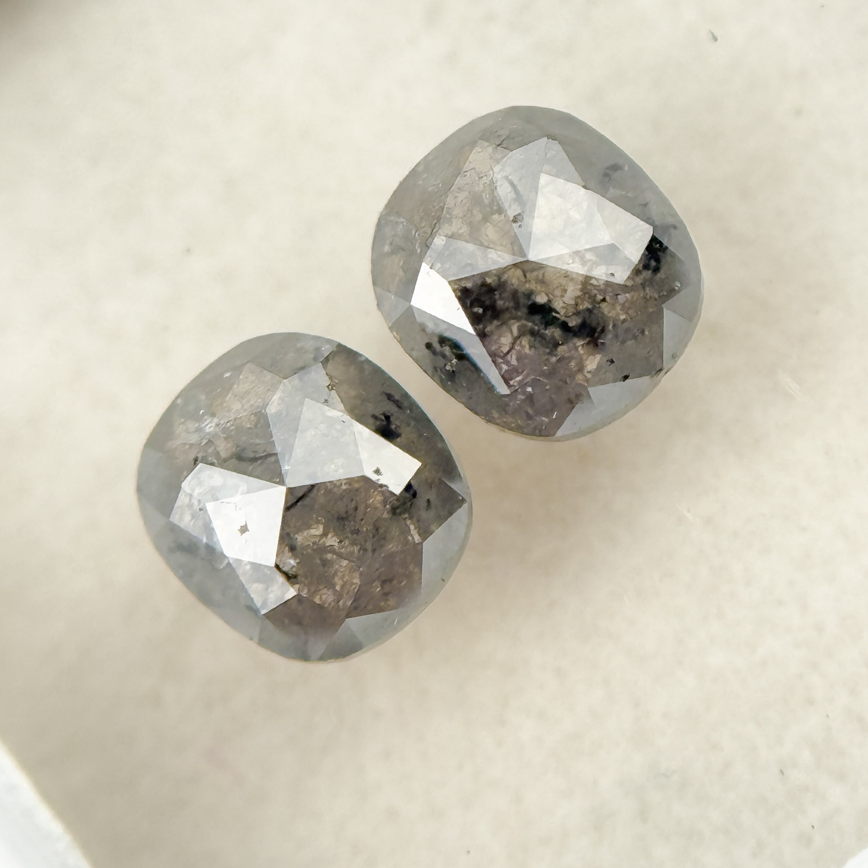 1.19 Ct Cushion Rose Cut Grey Natural Salt and Pepper Diamond
