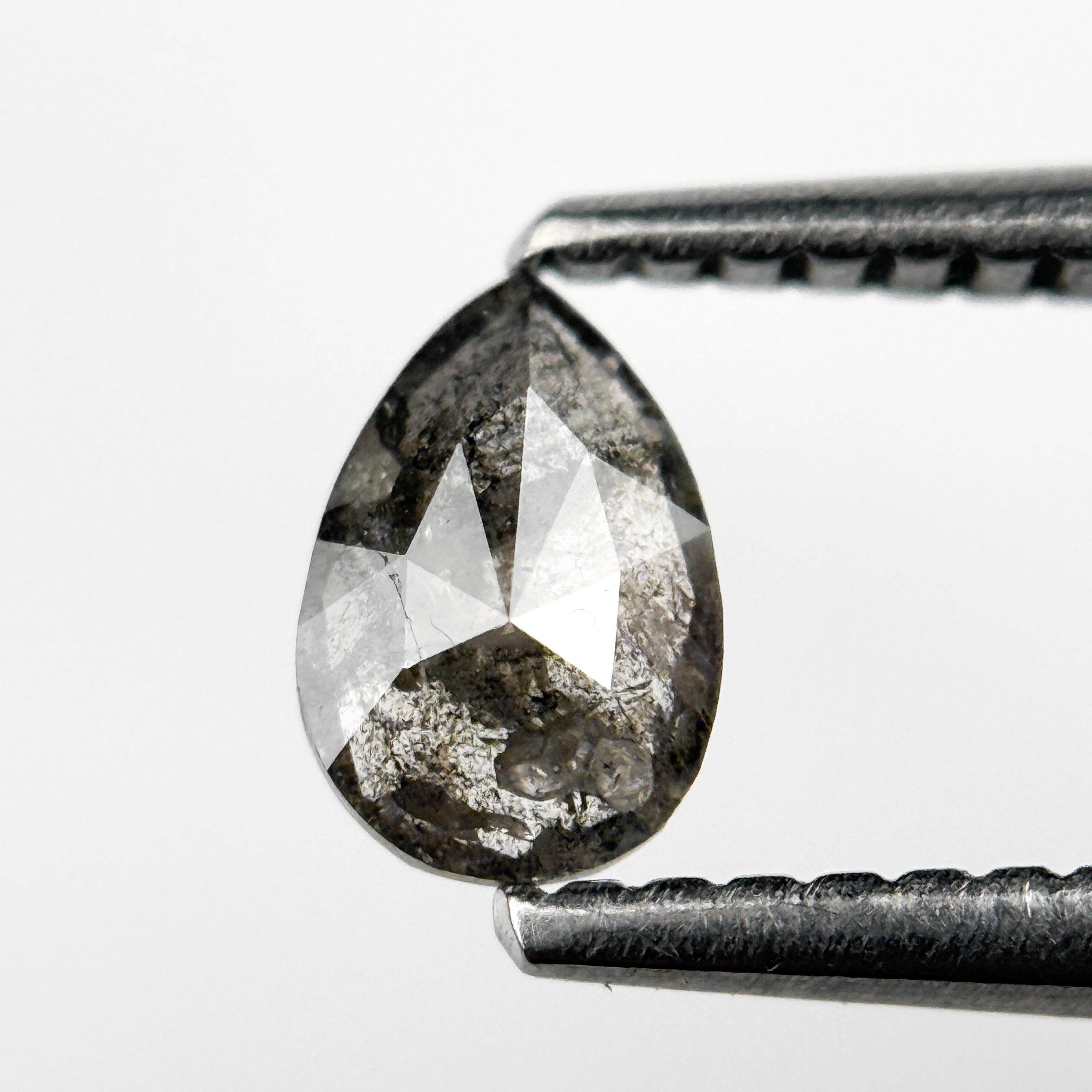 0.37 Ct Pear Rose Cut Grey Natural Salt and Pepper Diamond