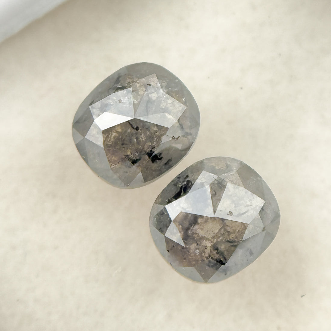 1.19 Ct Cushion Rose Cut Grey Natural Salt and Pepper Diamond